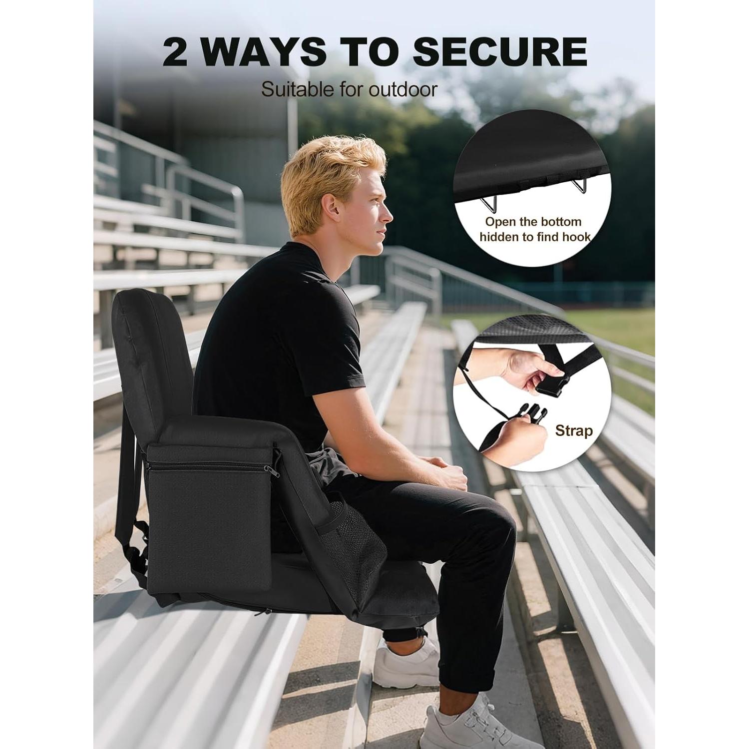 Asiento de Estadio Calentado Poderoso Xishan 25" Negro - 2 Unidades