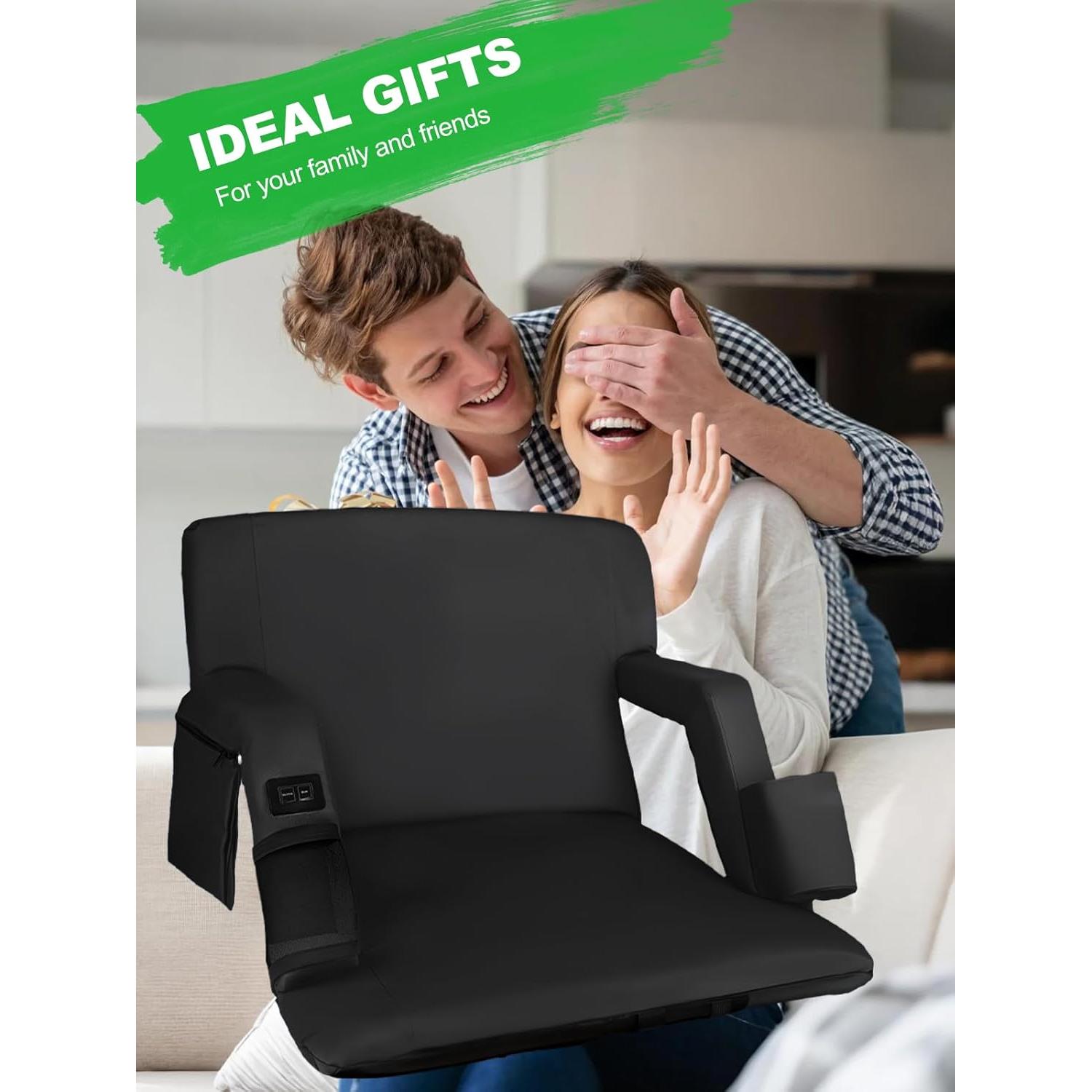 Asiento de Estadio Calentado Poderoso Xishan 25" Negro - 2 Unidades