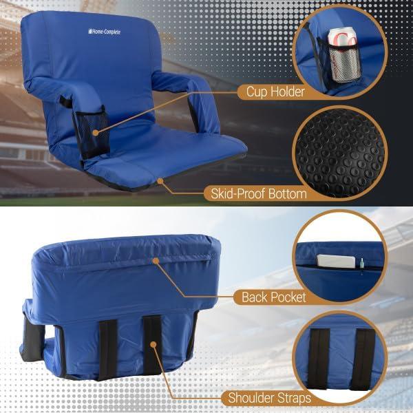 Silla de Estadio Ancha Home-Complete Azul con Respaldo y 6 Posiciones