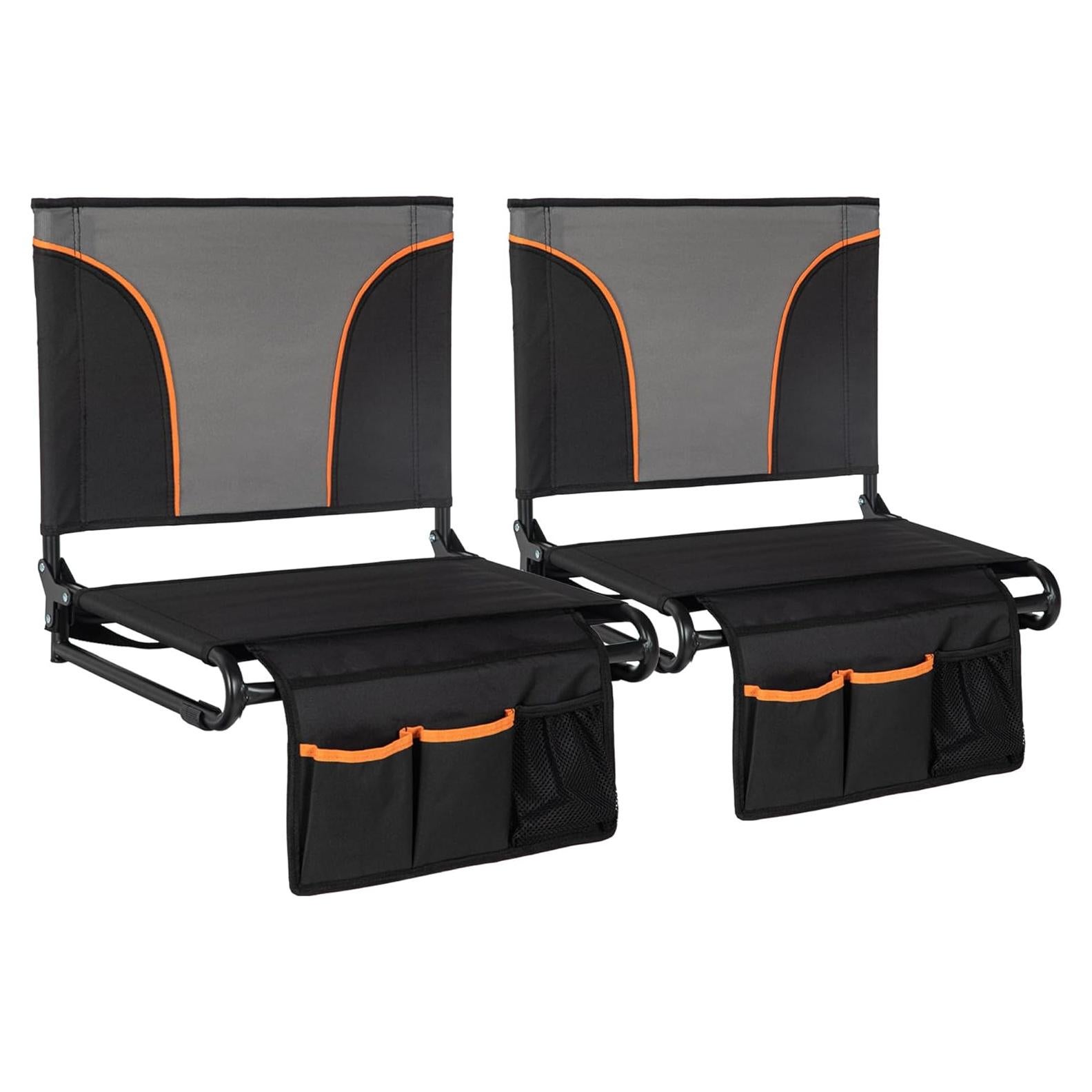 Silla de Estadio Plegable HIGH POINT SPORTS Negra y Gris - 2 Paquetes