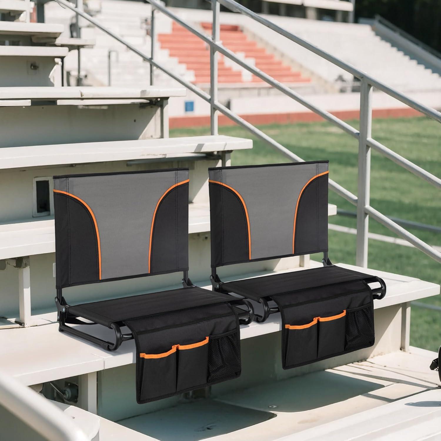 Silla de Estadio Plegable HIGH POINT SPORTS Negra y Gris - 2 Paquetes