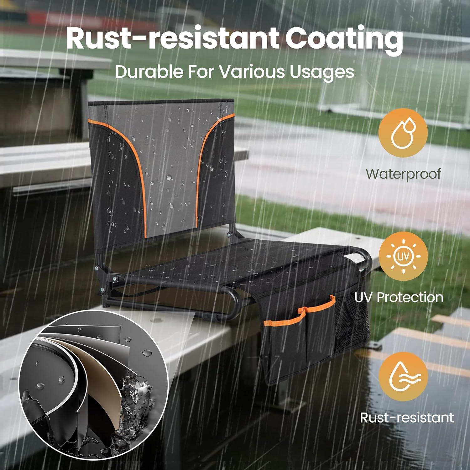 Silla de Estadio Plegable HIGH POINT SPORTS Negra y Gris - 2 Paquetes