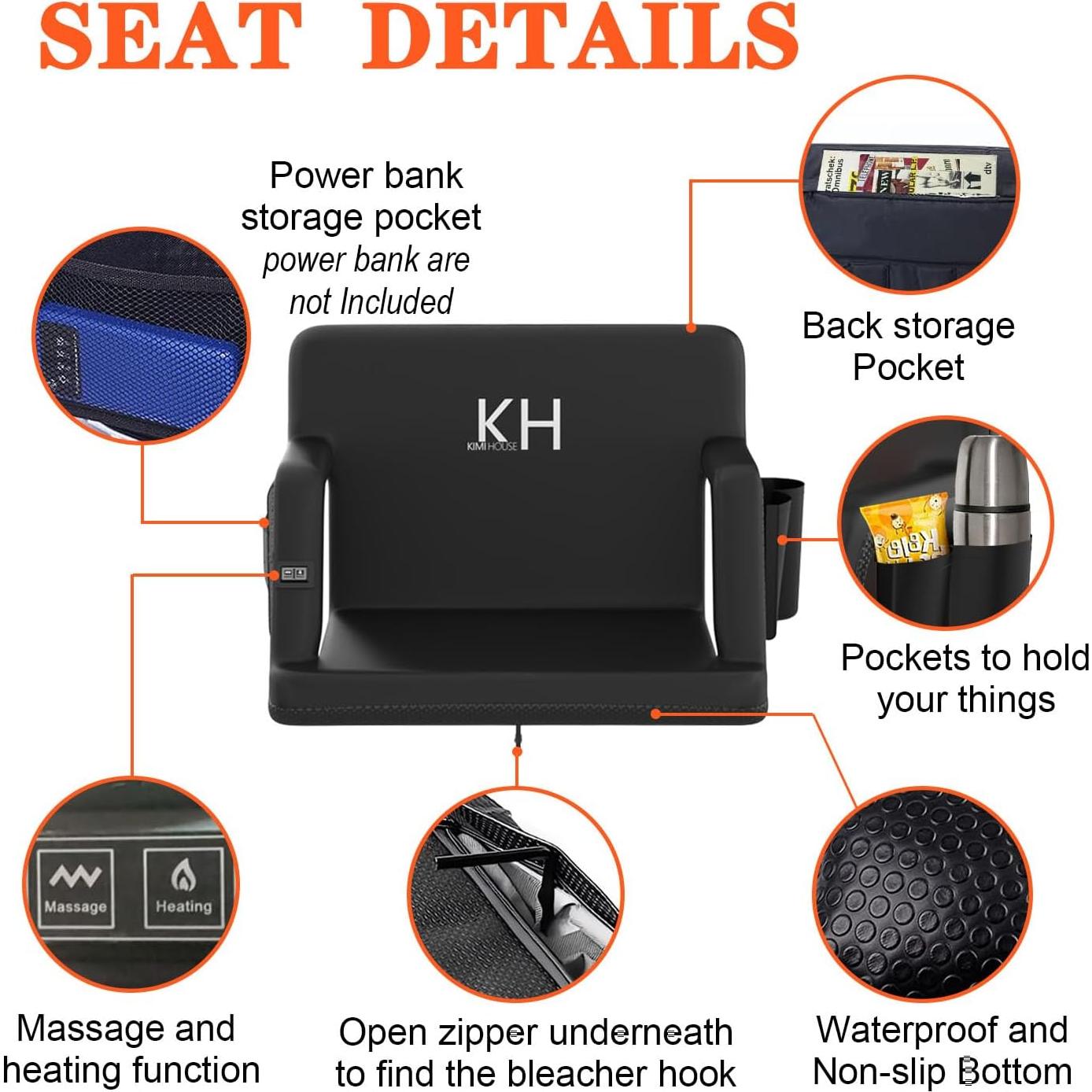 Asiento de Estadio KIMI HOUSE Calentado y Masaje Extra Ancho