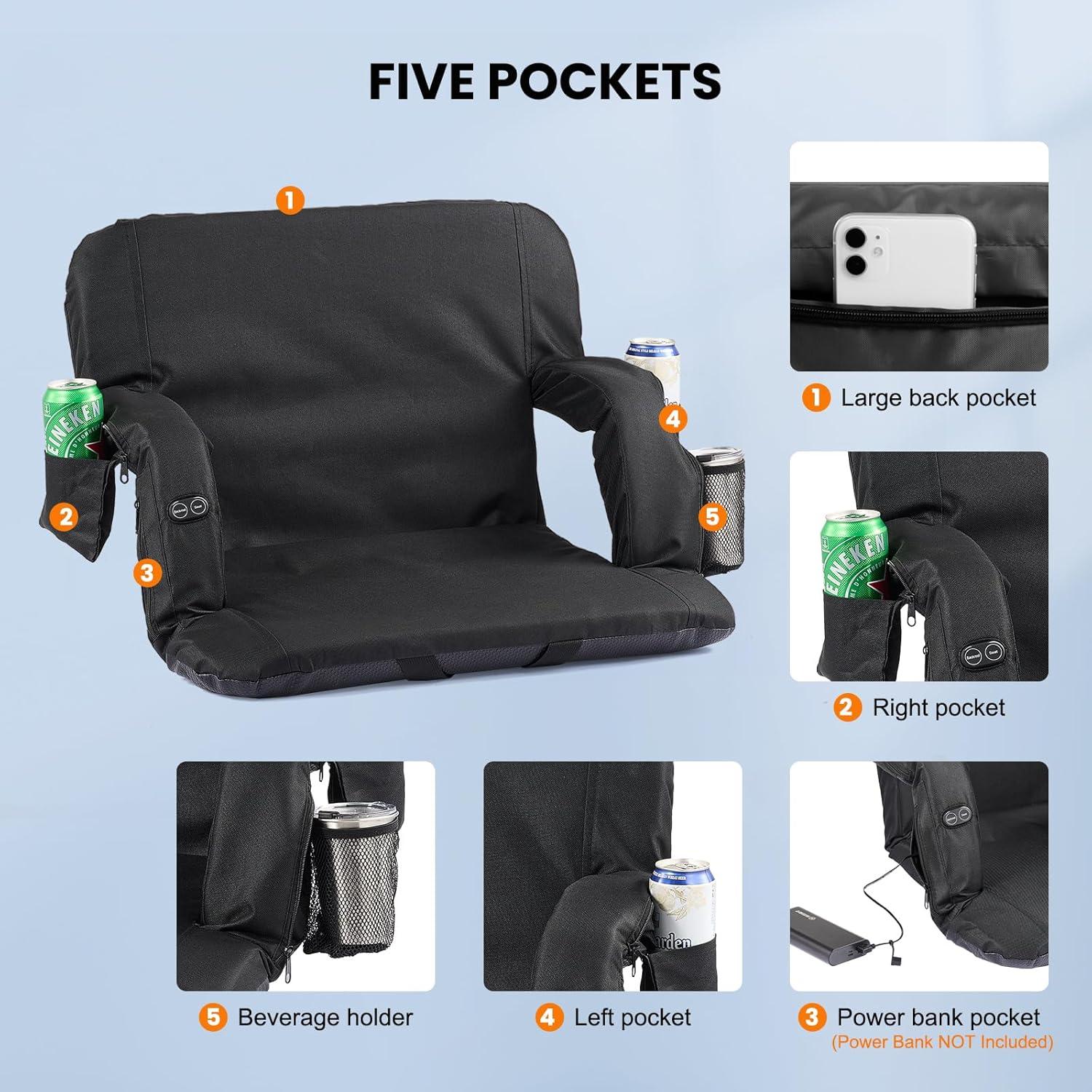 Silla Plegable Calentada CozyGoo 21" con 6 Inclinaciones