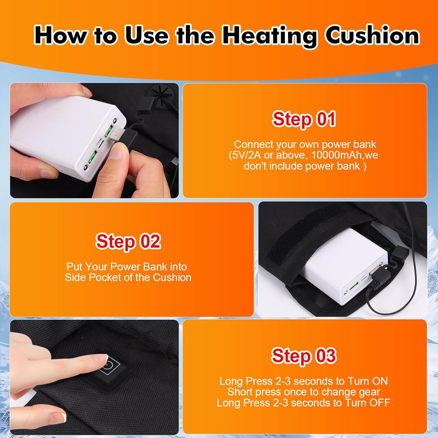 Cojín Calentado Portátil HUIJUTCHEN para Gradas 45°C