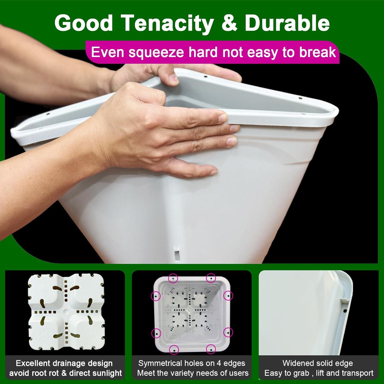 Maceta Cuadrada Gyfofix Gris-Blanco 25.4 cm con Drenaje