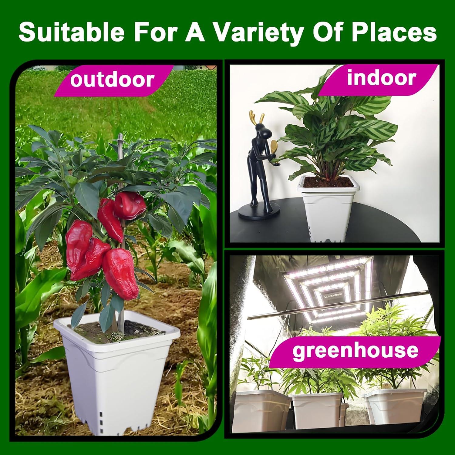 Maceta Cuadrada Gyfofix Gris-Blanco 25.4 cm con Drenaje