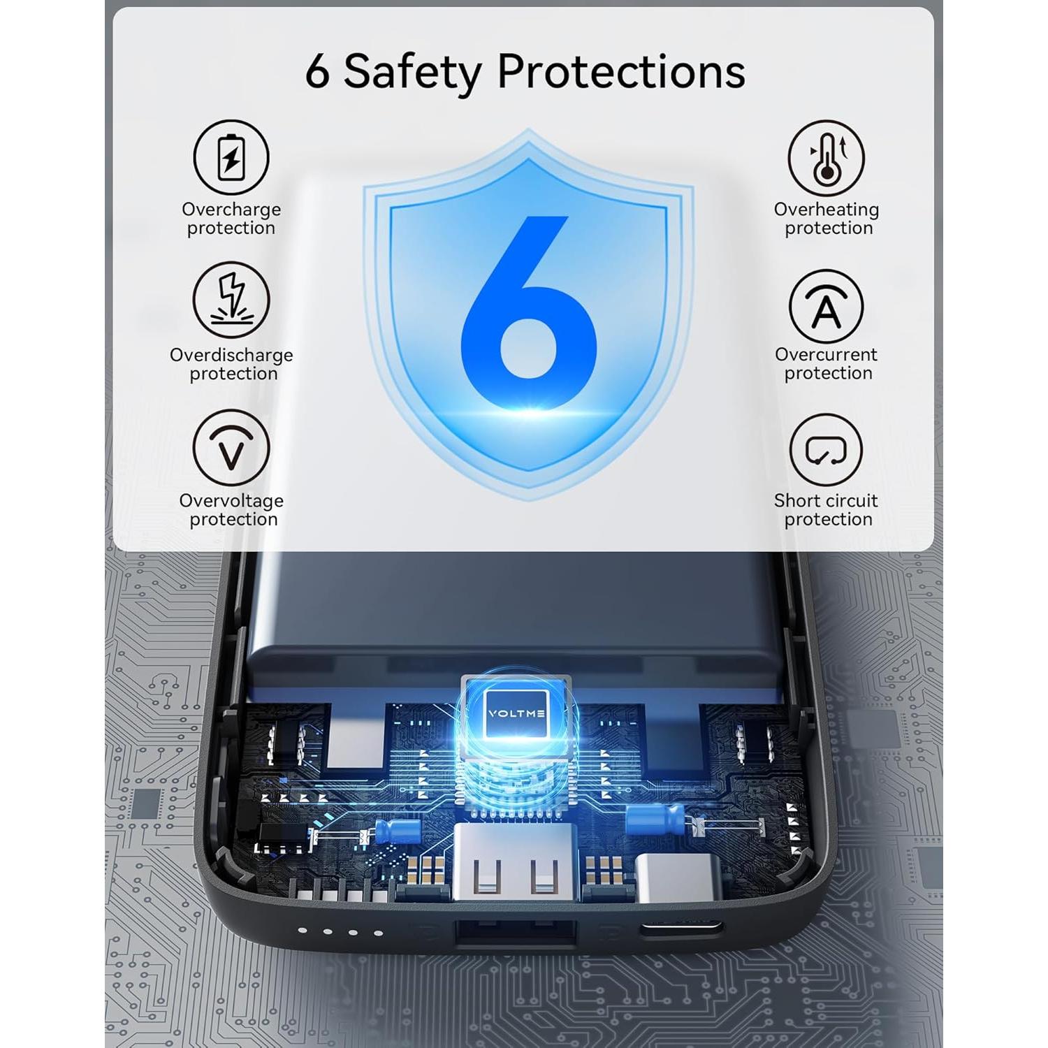 Cargador Portátil VOLTME 10000mAh Carga Rápida USB-C Negro