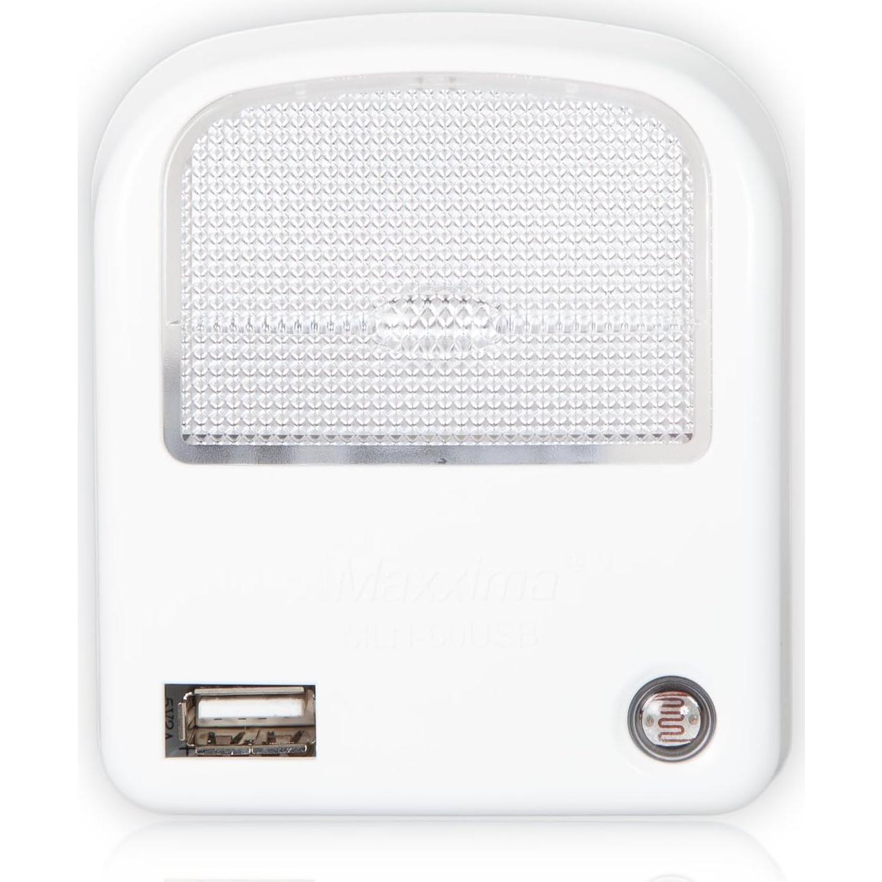 Luz Nocturna LED Maxxima con Cargador USB 2A - 2 Piezas