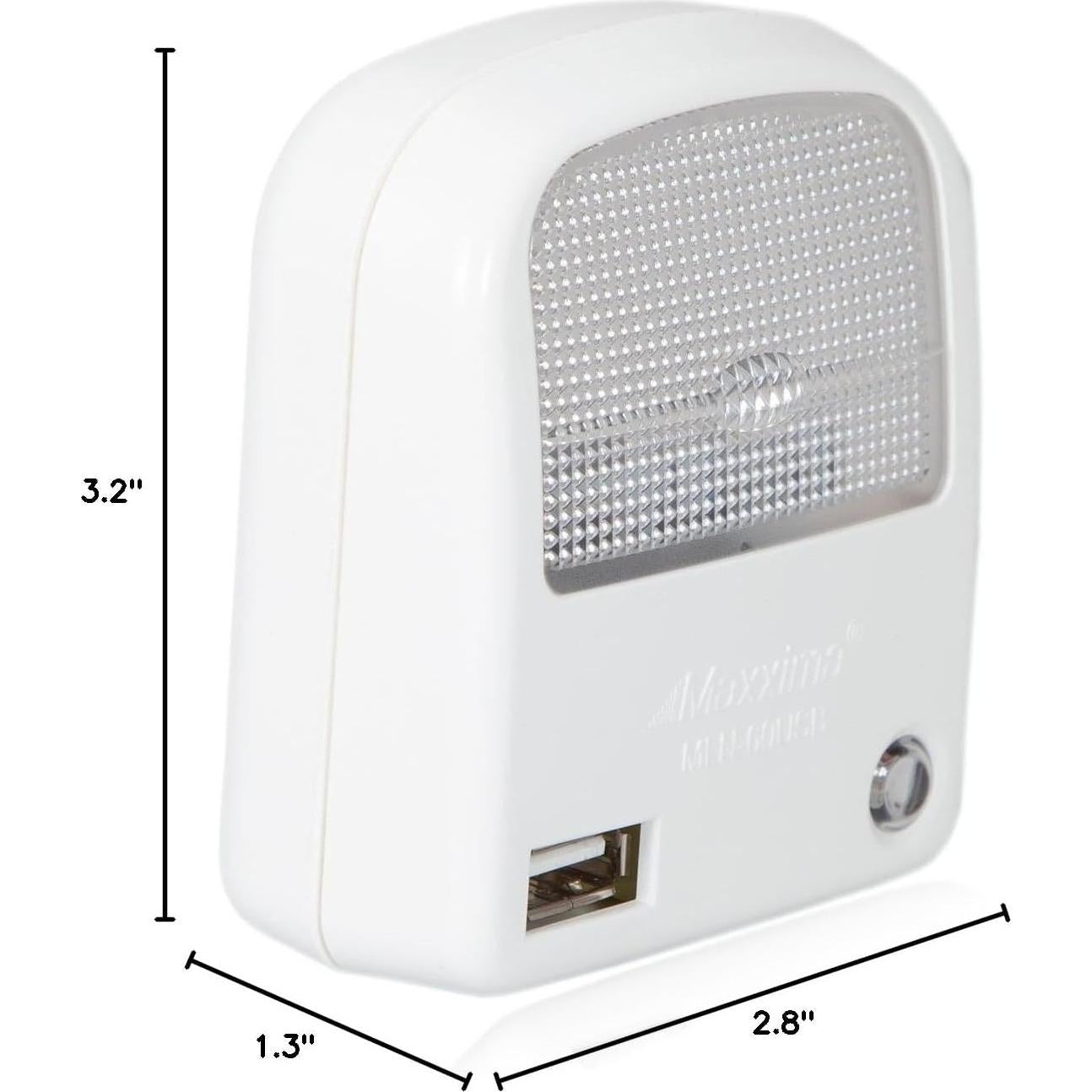 Luz Nocturna LED Maxxima con Cargador USB 2A - 2 Piezas