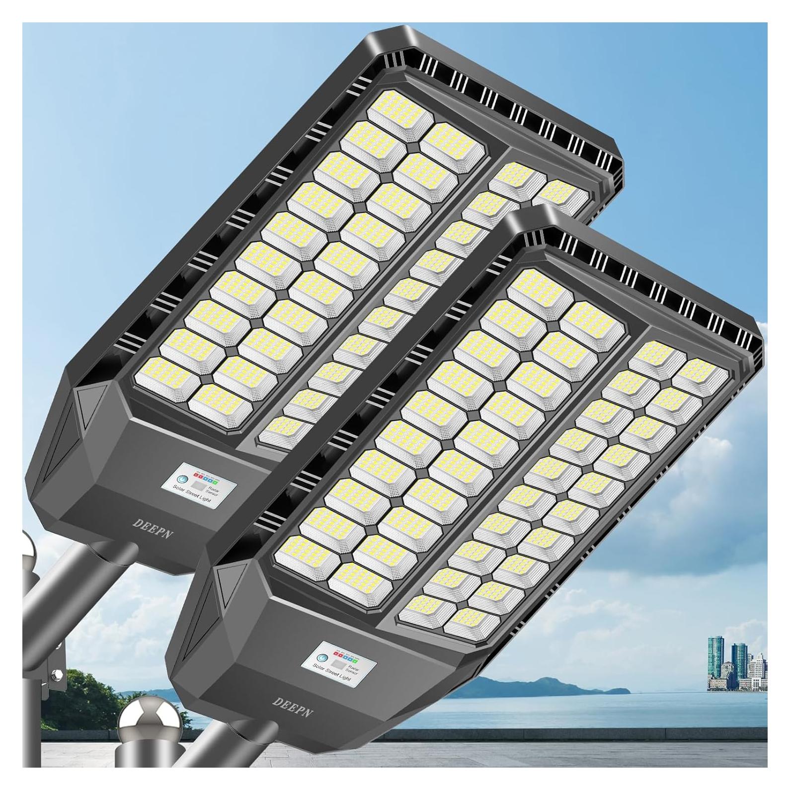 Luz Solar de Calle Deepn 9000W con Sensor de Movimiento - 2 Paquete