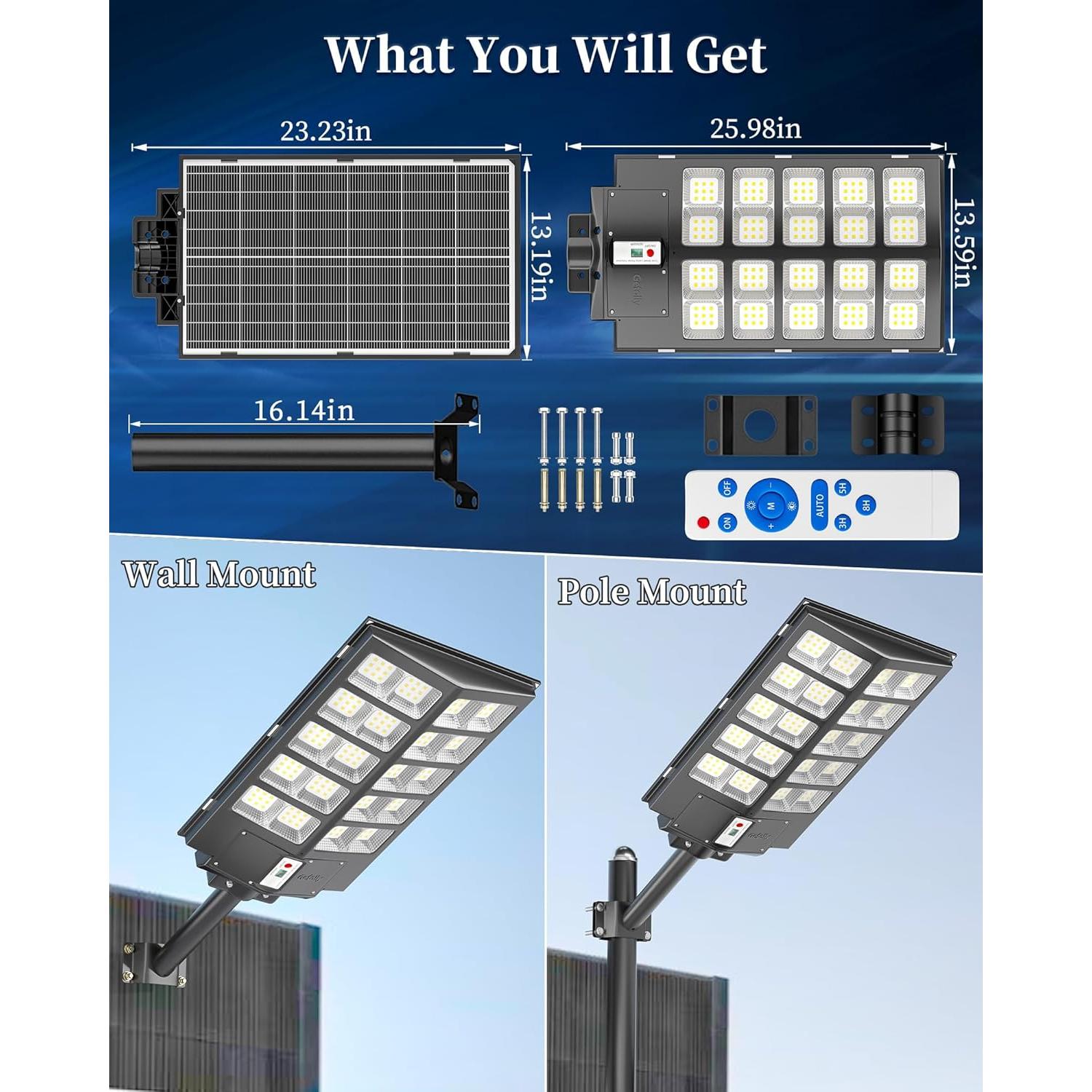 Luz Solar de Calle Gefolly SL-6200W 620000LM IP67 6500K