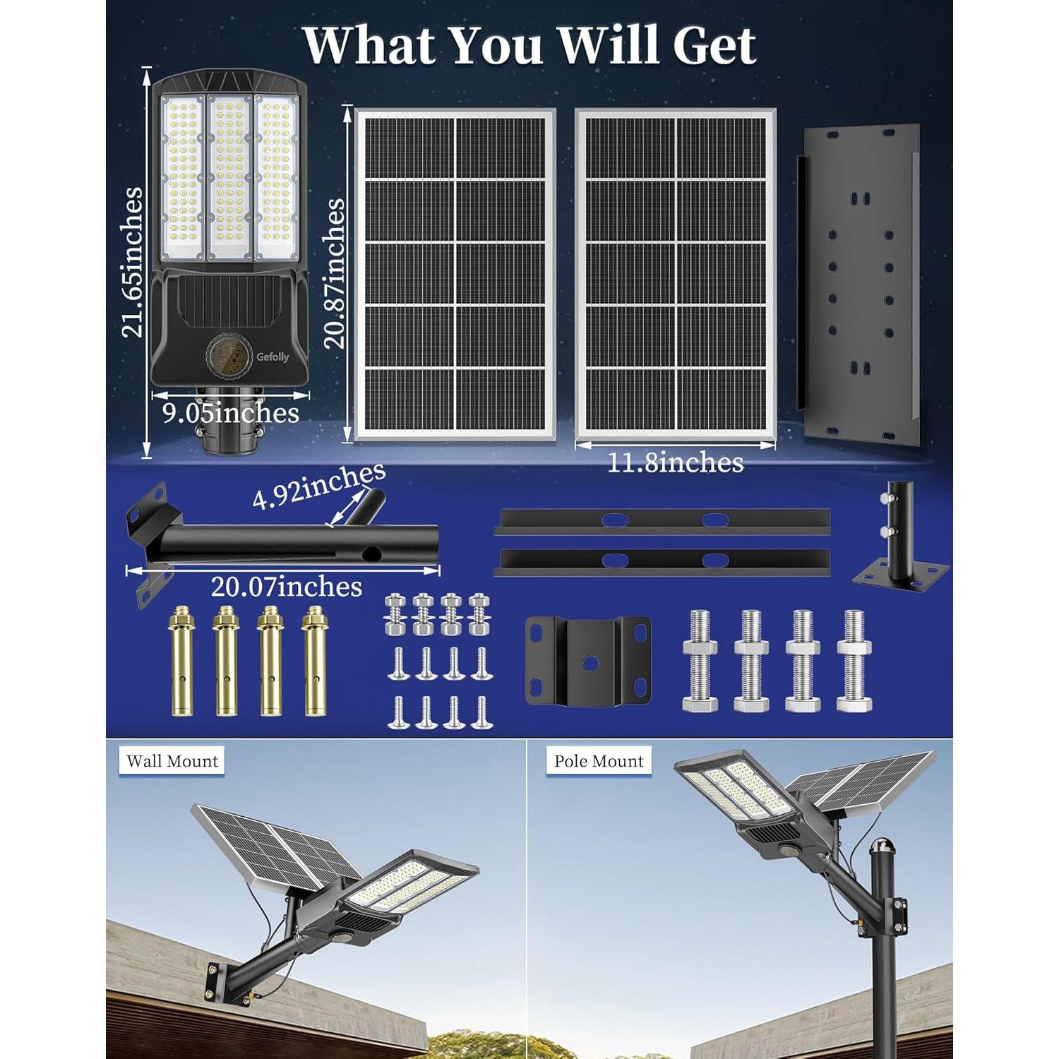 Luz Solar de Calle Gefolly SL-12000W 900000LM IP67 6500K