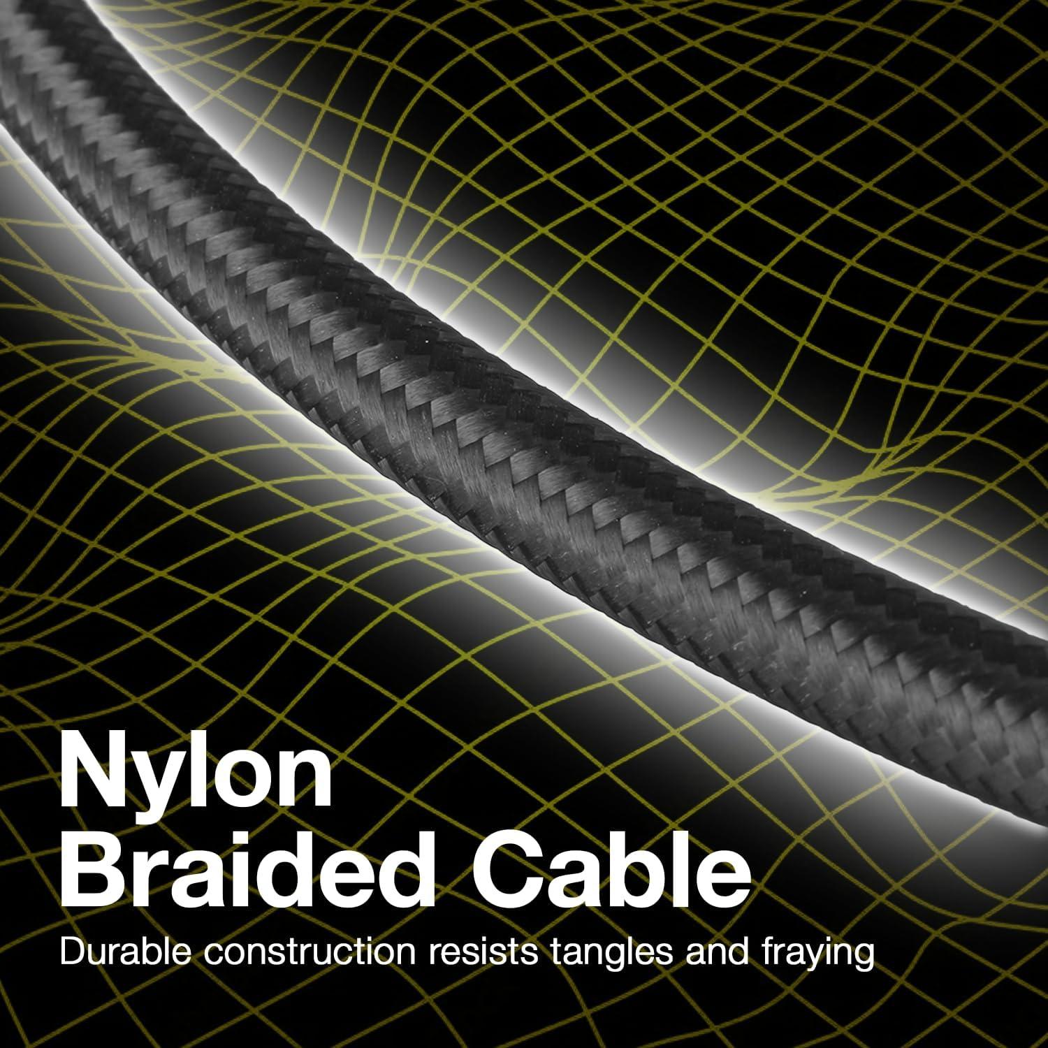 Cable Compatible with Onyx BOOX Tab Ultra C Pro - PowerDisplay PD Cable (6ft) - USB-C to USB-C (100W), LED Wattage Info Extra Long Braided Nylon - Jet Black