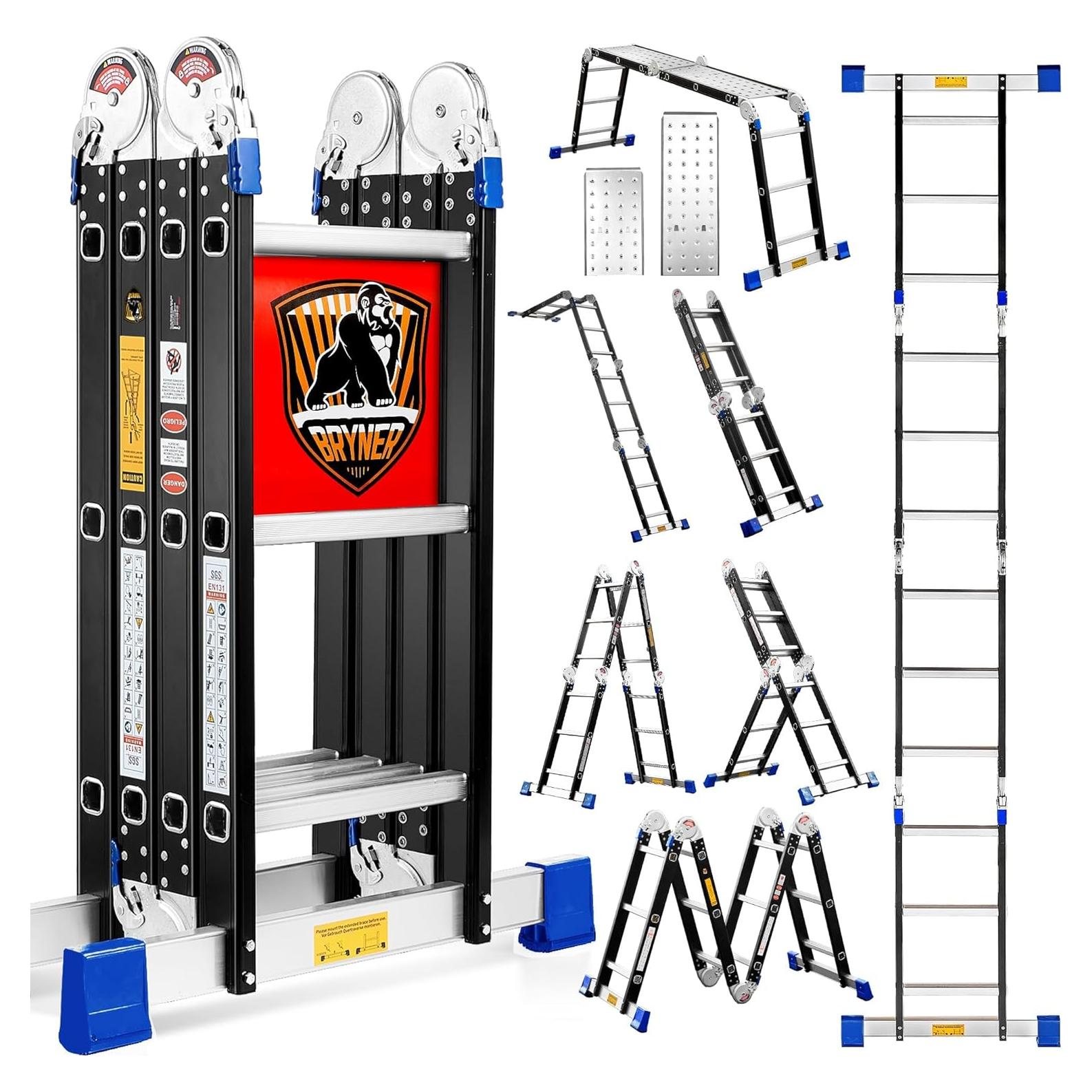 Escalera Plegable Bryner 7 en 1 Aluminio 3,66m 330kg