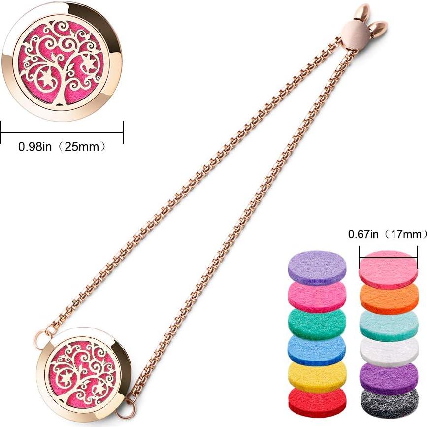Pulsera Difusora de Aceite Esencial ttstar Oro Rosa Ajustable con 24 Almohadillas