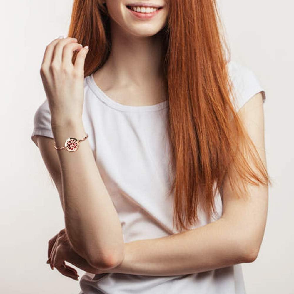 Pulsera Difusora de Aceite Esencial ttstar Oro Rosa Ajustable con 24 Almohadillas