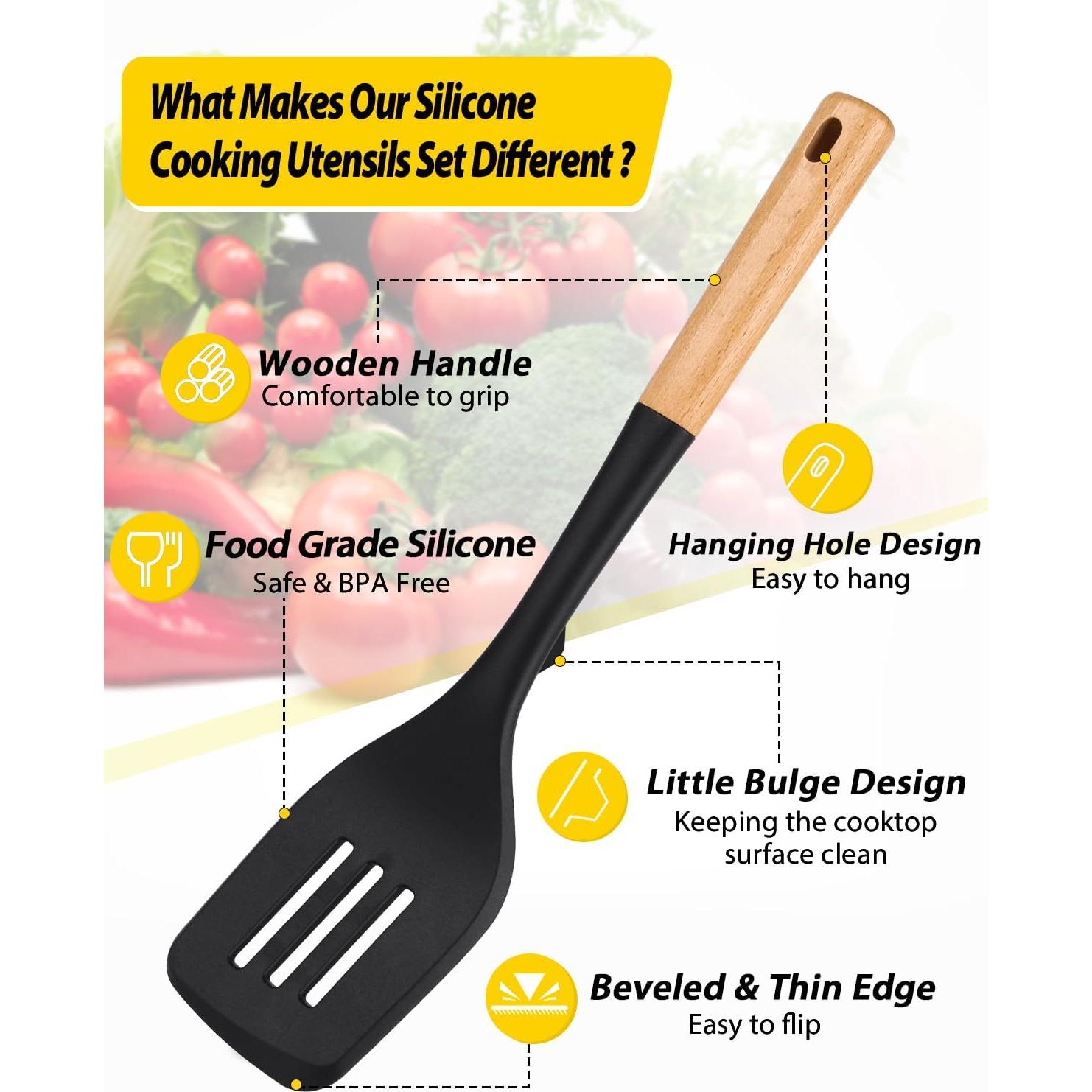 Juego de Utensilios de Cocina BUNDLEPRO 4 Piezas Silicona Negra