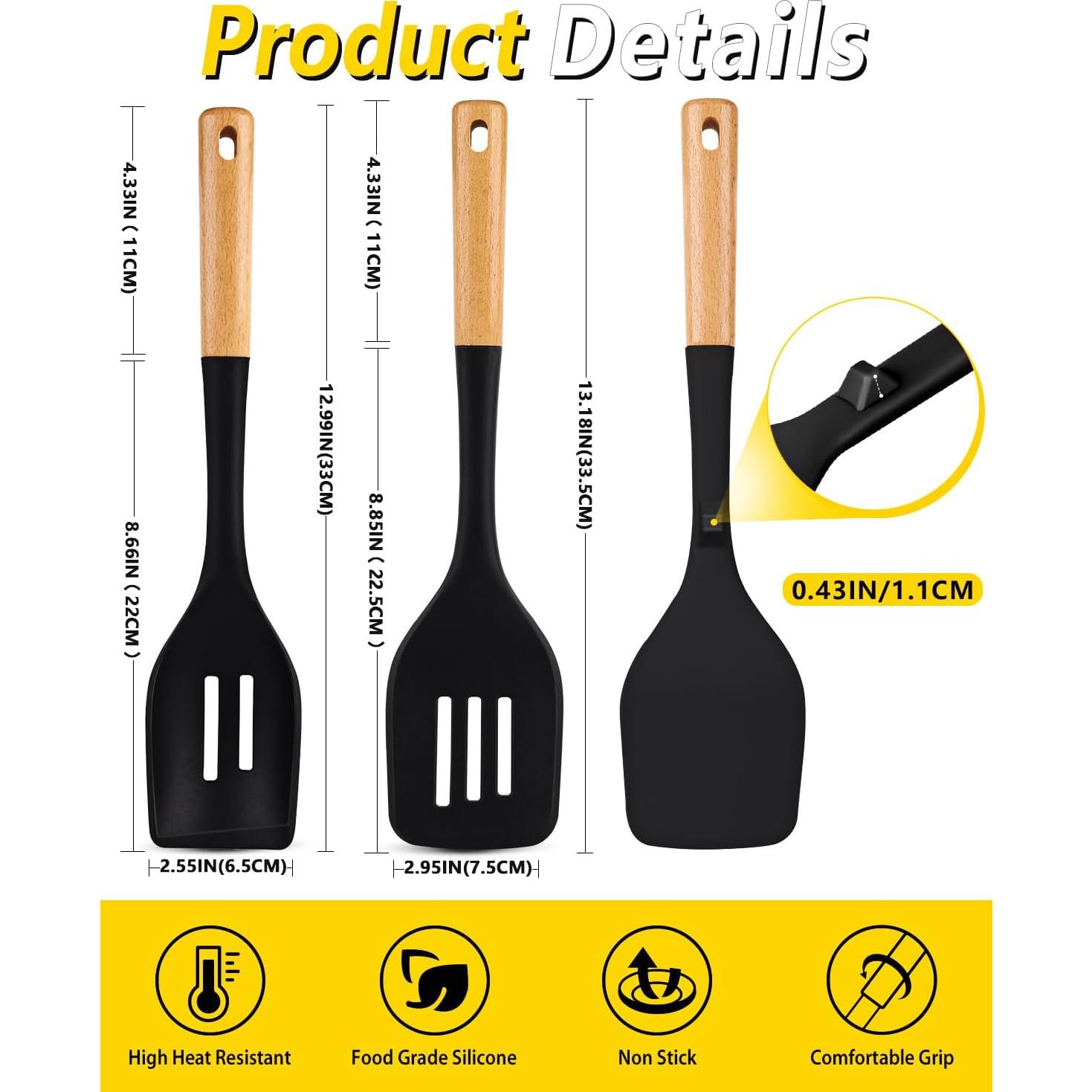 Juego de Utensilios de Cocina BUNDLEPRO 4 Piezas Silicona Negra