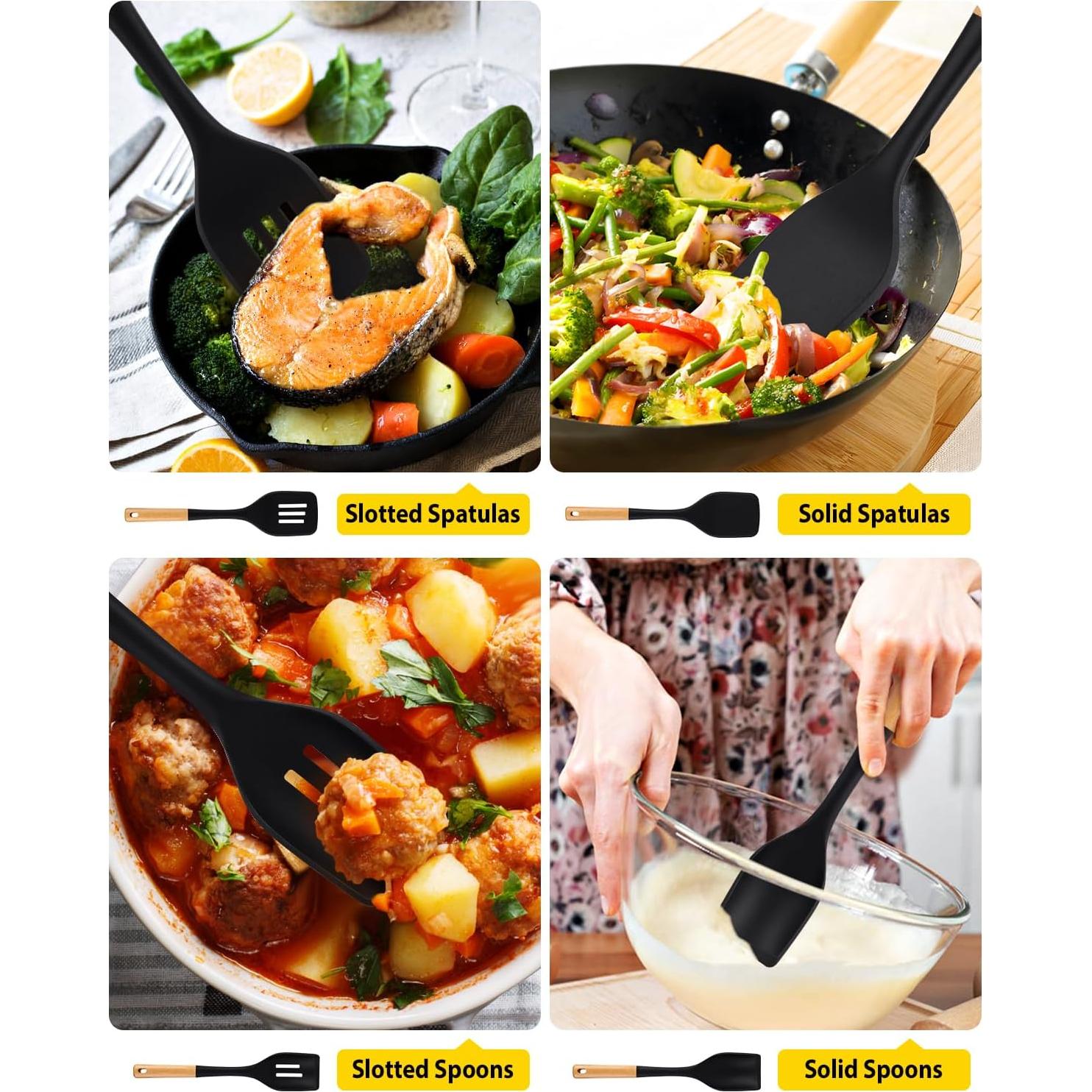 Juego de Utensilios de Cocina BUNDLEPRO 4 Piezas Silicona Negra