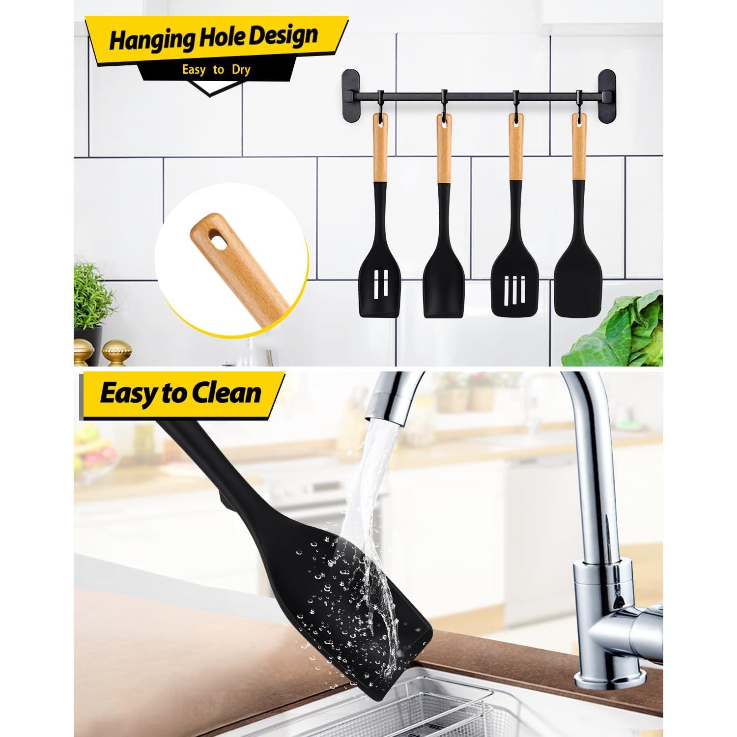 Juego de Utensilios de Cocina BUNDLEPRO 4 Piezas Silicona Negra