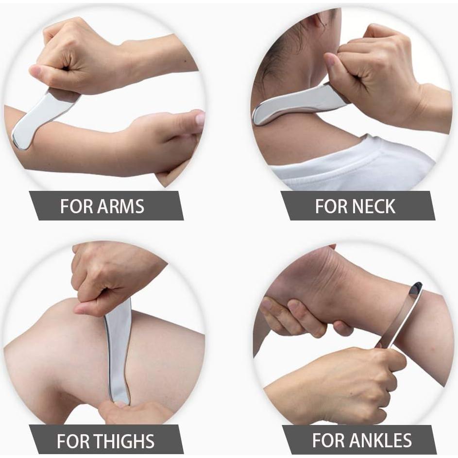 Herramienta Gua Sha Allshow de Acero Inoxidable 17.78x3.81cm