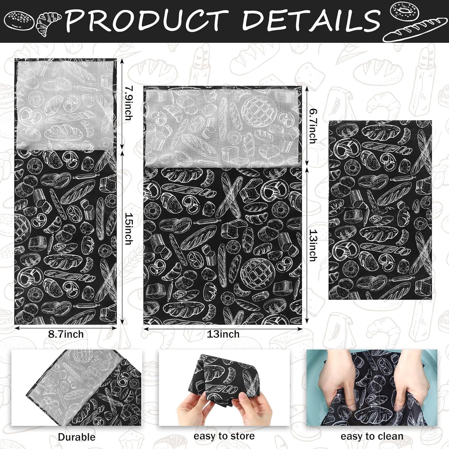 Juego de 2 bolsas de pan reutilizables Tioncy 33x33cm y 38x23cm