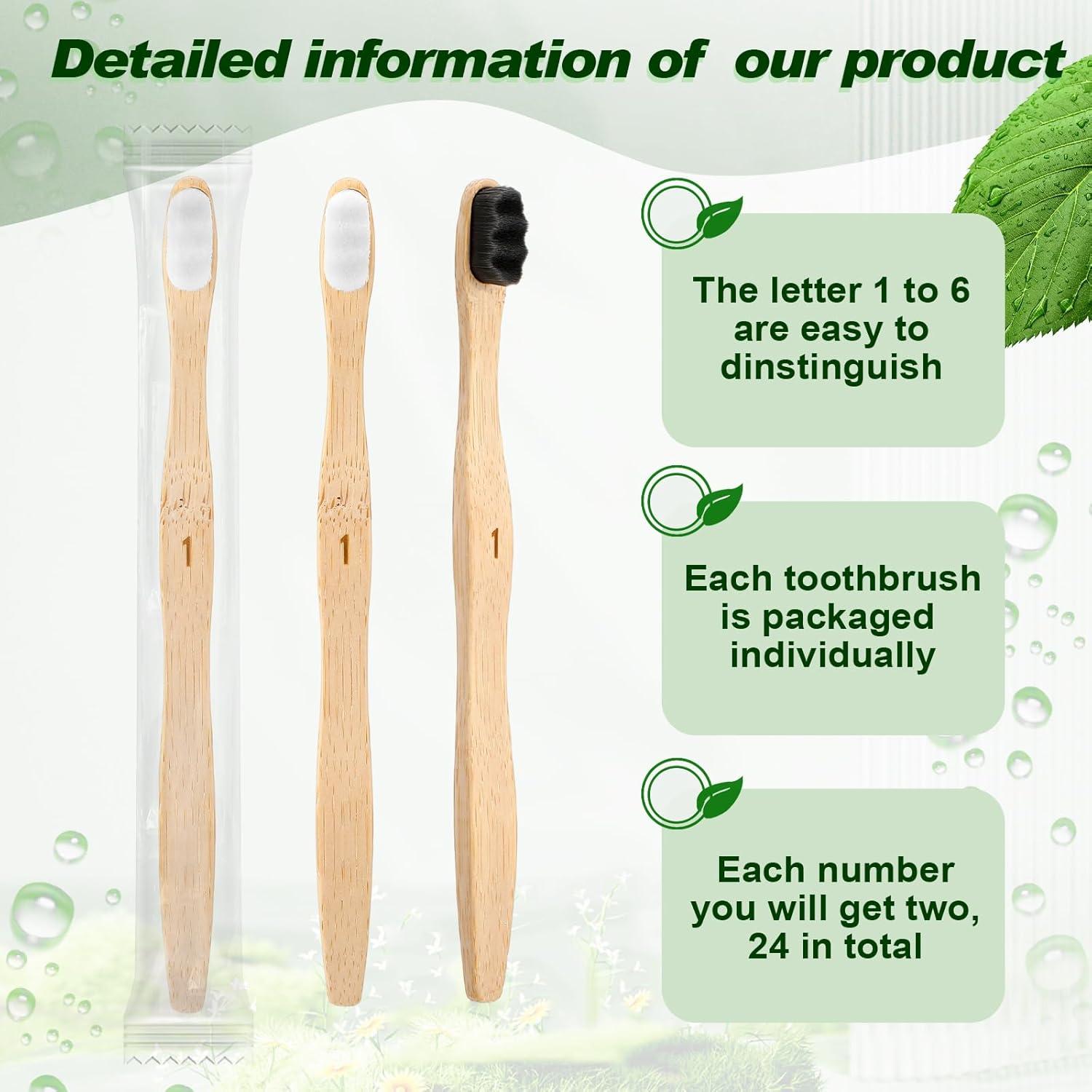 Cepillos de Dientes de Madera Sieral 24 Pcs Cerdas Suaves