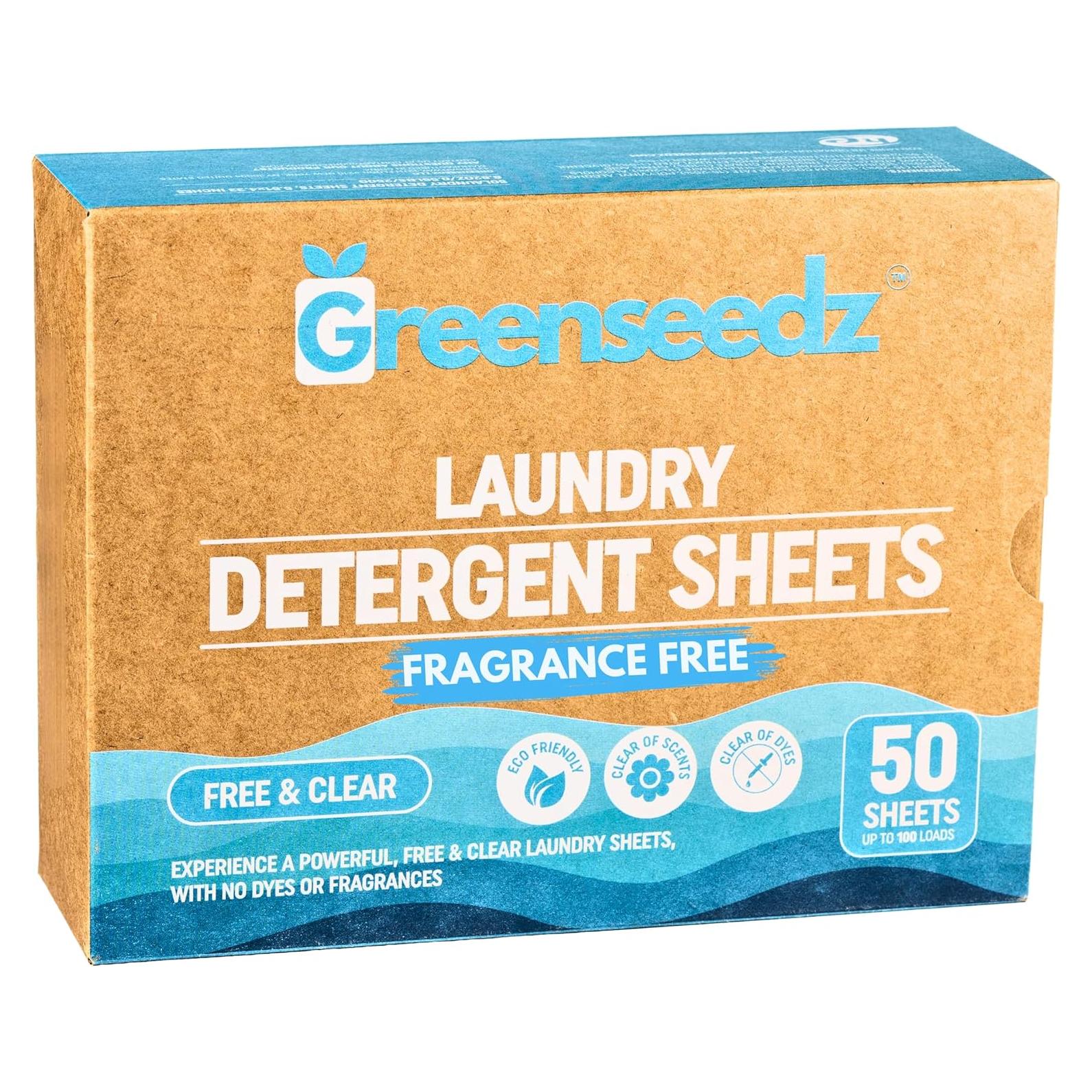 Detergente en Hojas Biodegradable Greenseedz - 50 Hojas, Sin Fragancia