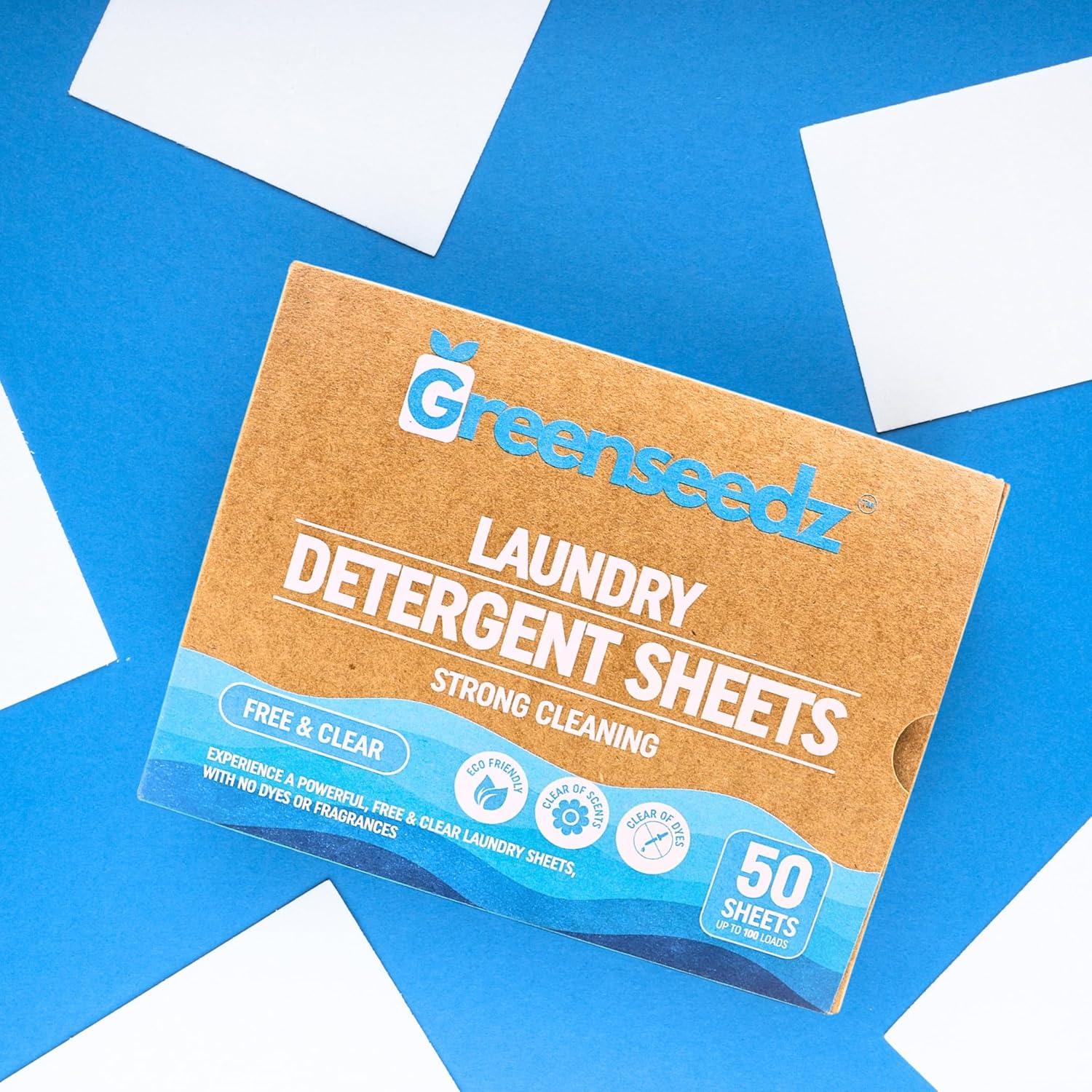 Detergente en Hojas Biodegradable Greenseedz - 50 Hojas, Sin Fragancia