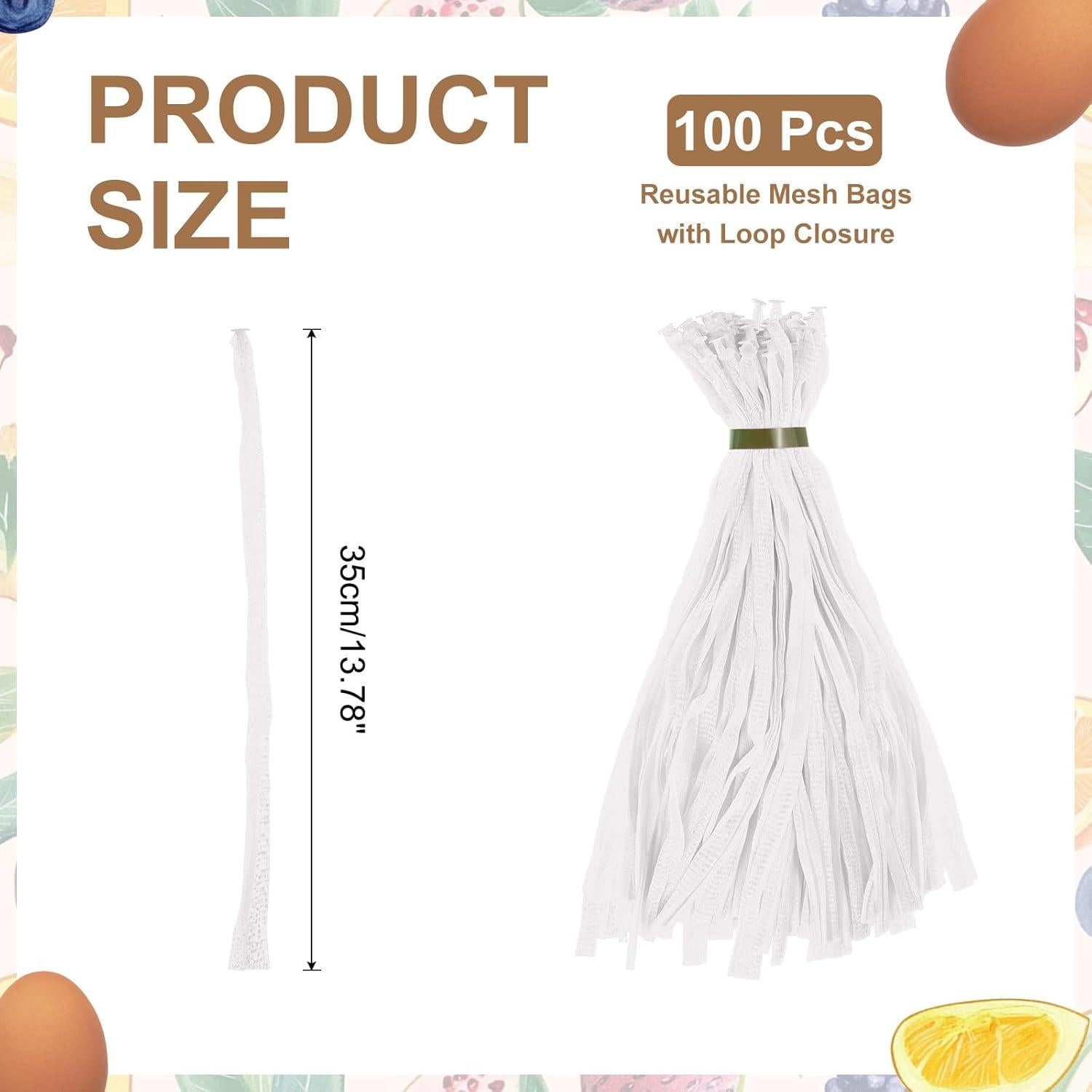 Bolsas de Malla Reutilizables uxcell 35cm 100Pcs Blancas