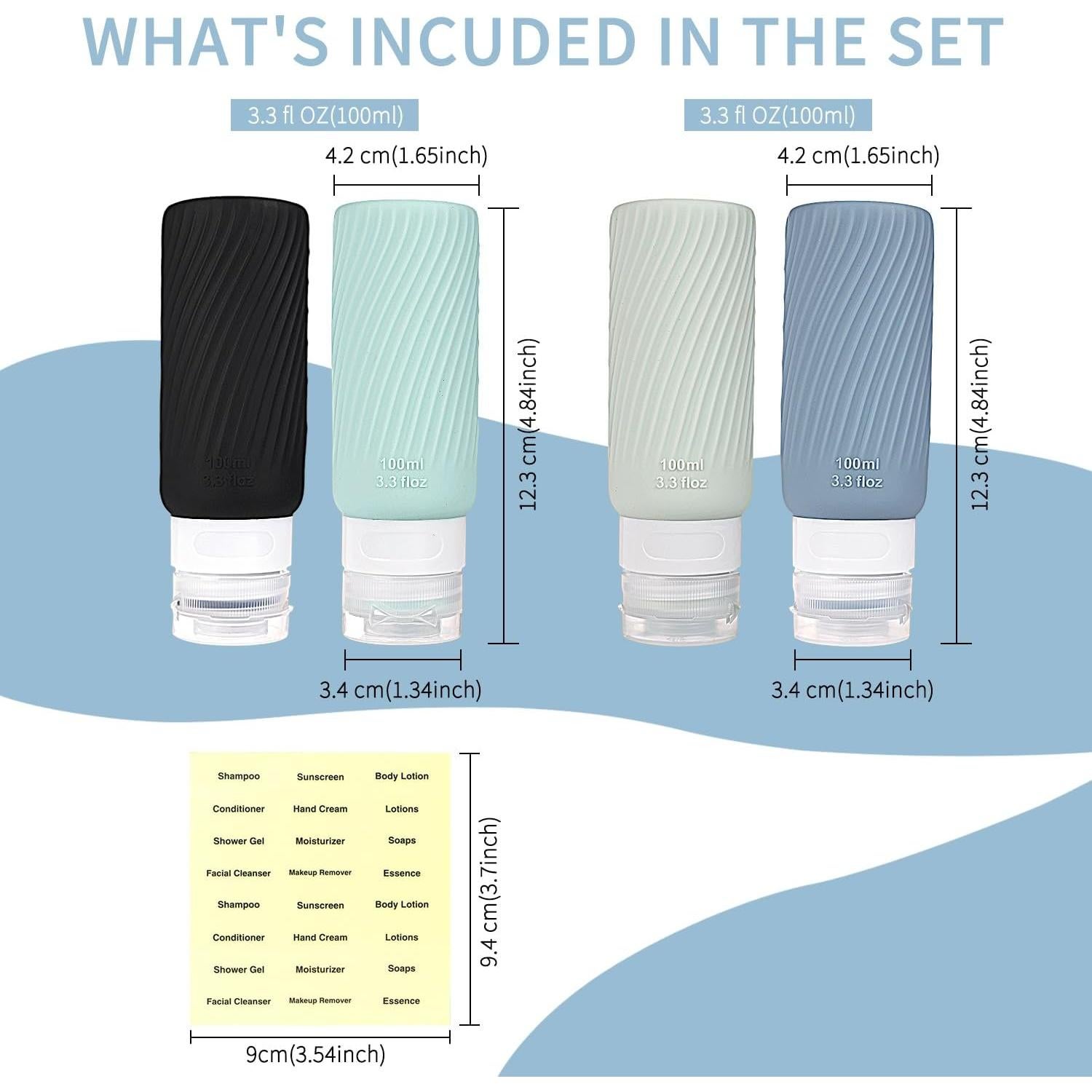 Botellas de viaje a prueba de fugas SiliconeWave 89 ml
