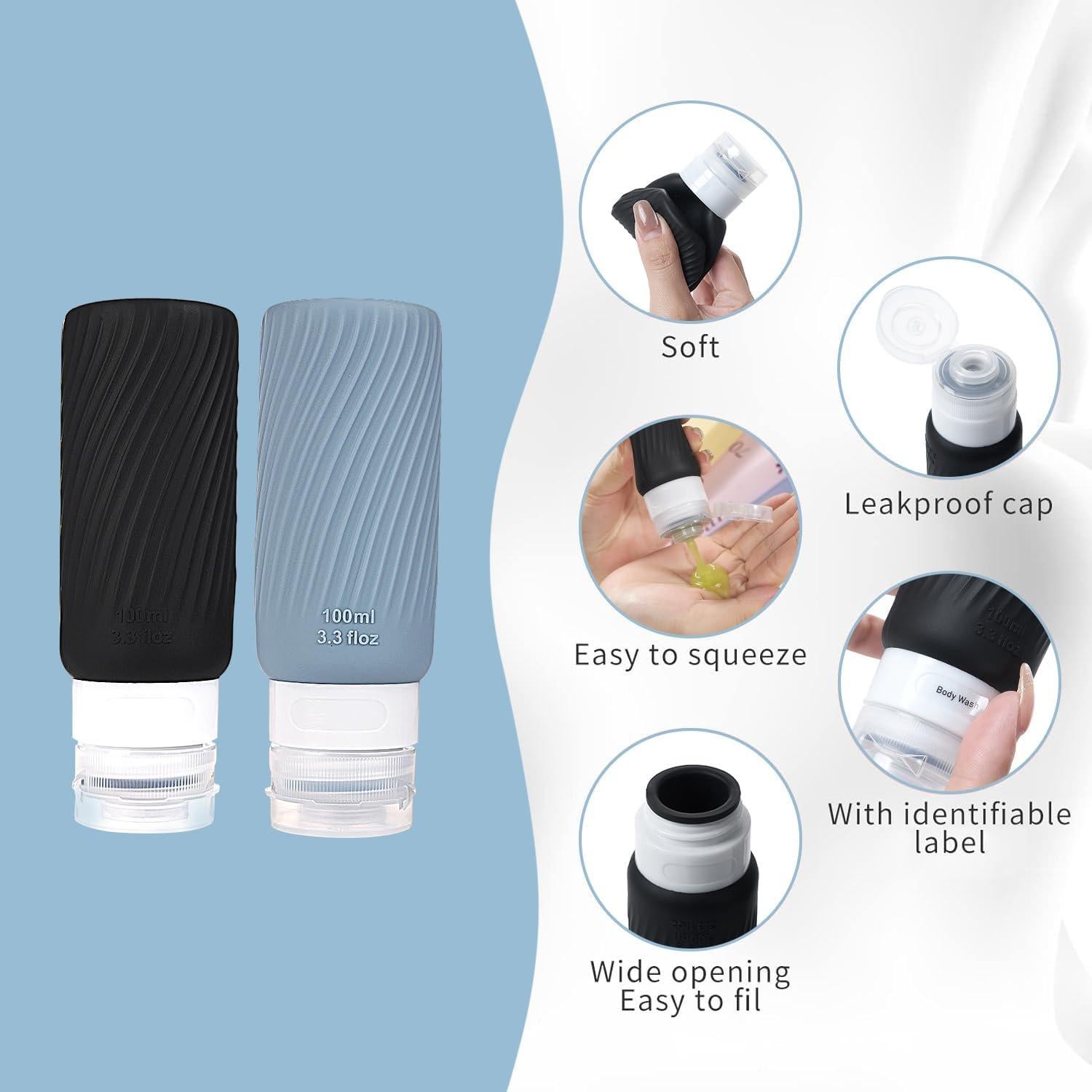 Botellas de viaje a prueba de fugas SiliconeWave 89 ml