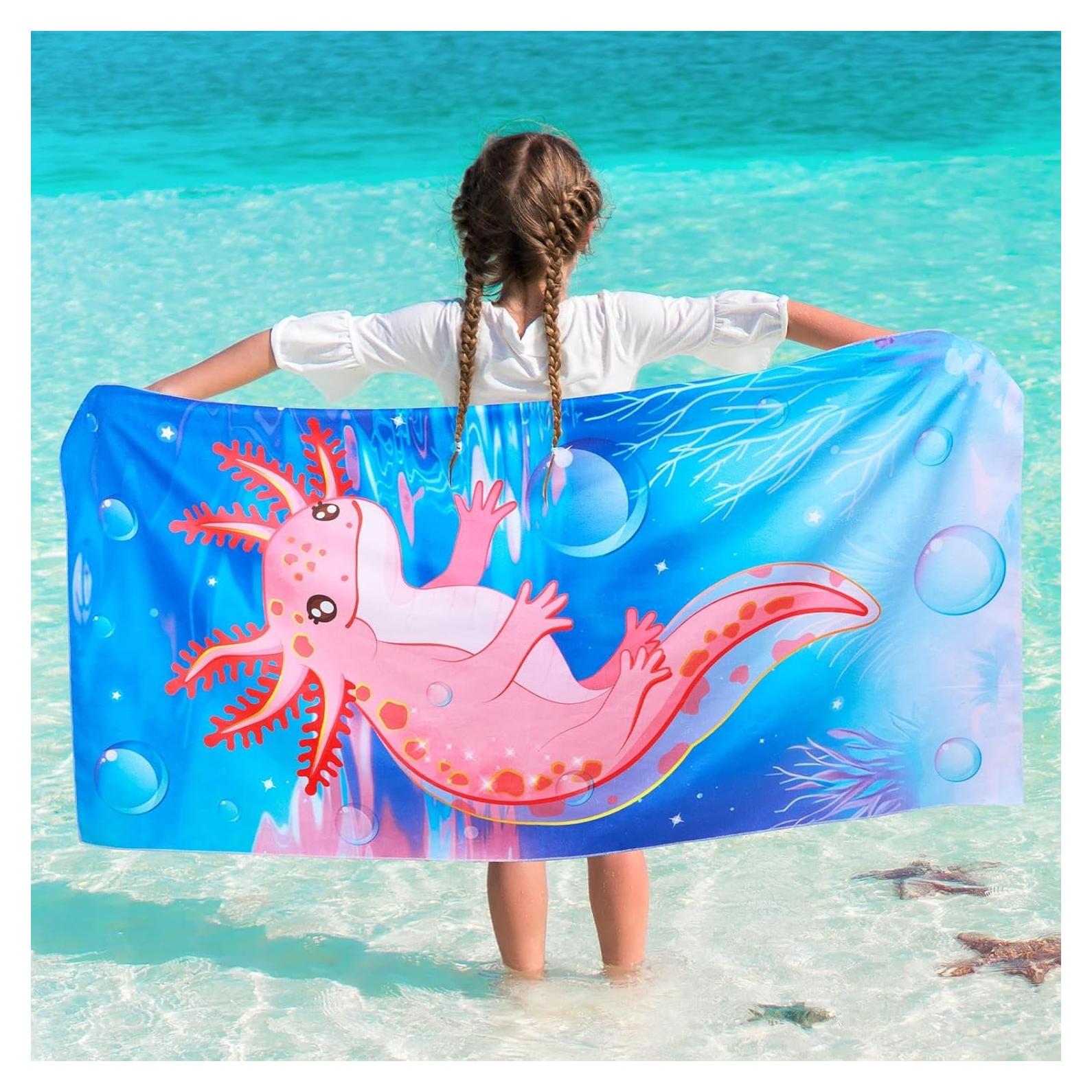 Toalla de Playa WERNNSAI Axolote 76.2x152.4 cm Ultra Absorbente