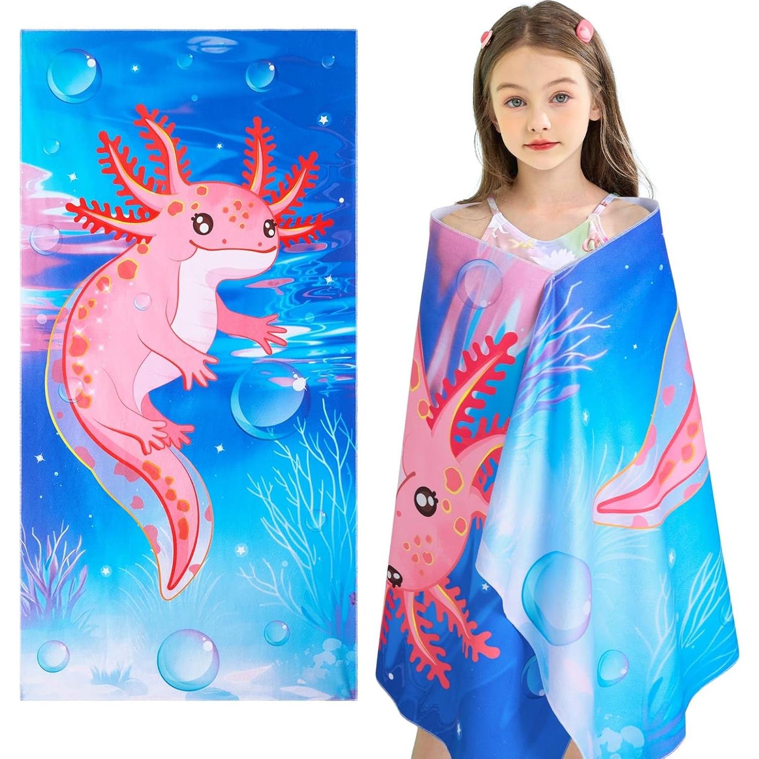 Toalla de Playa WERNNSAI Axolote 76.2x152.4 cm Ultra Absorbente