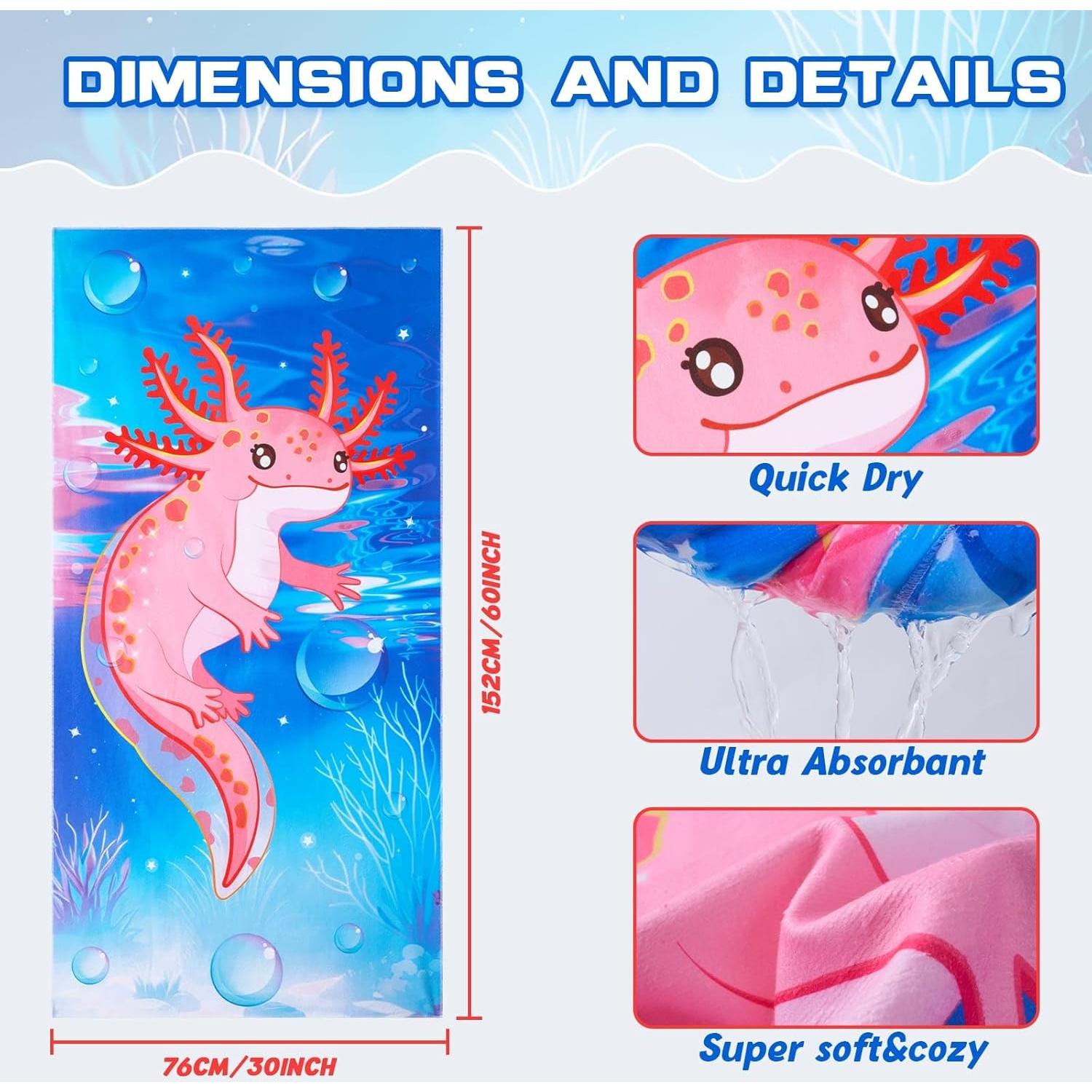 Toalla de Playa WERNNSAI Axolote 76.2x152.4 cm Ultra Absorbente