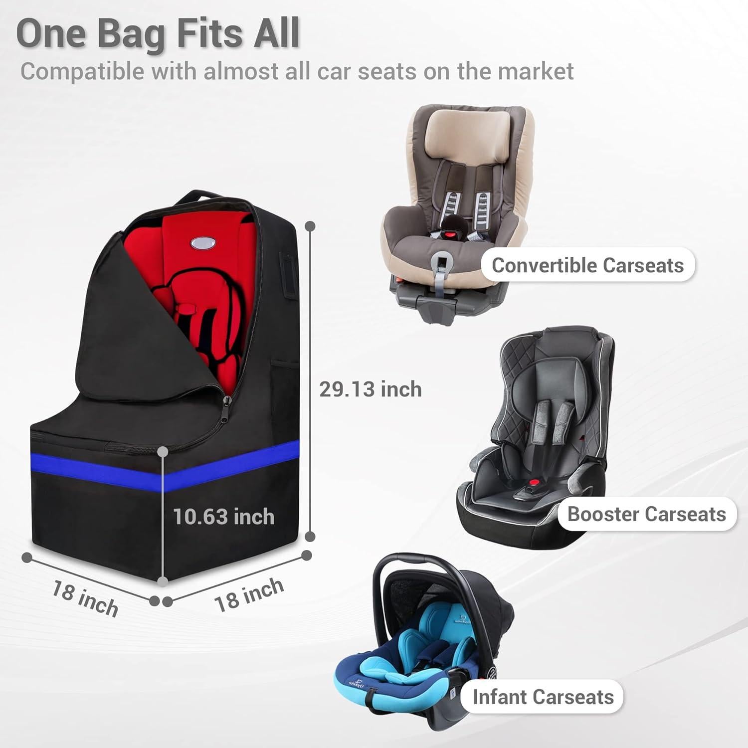 Bolsa de Viaje Acolchada ProFaster para Asiento de Auto Azul