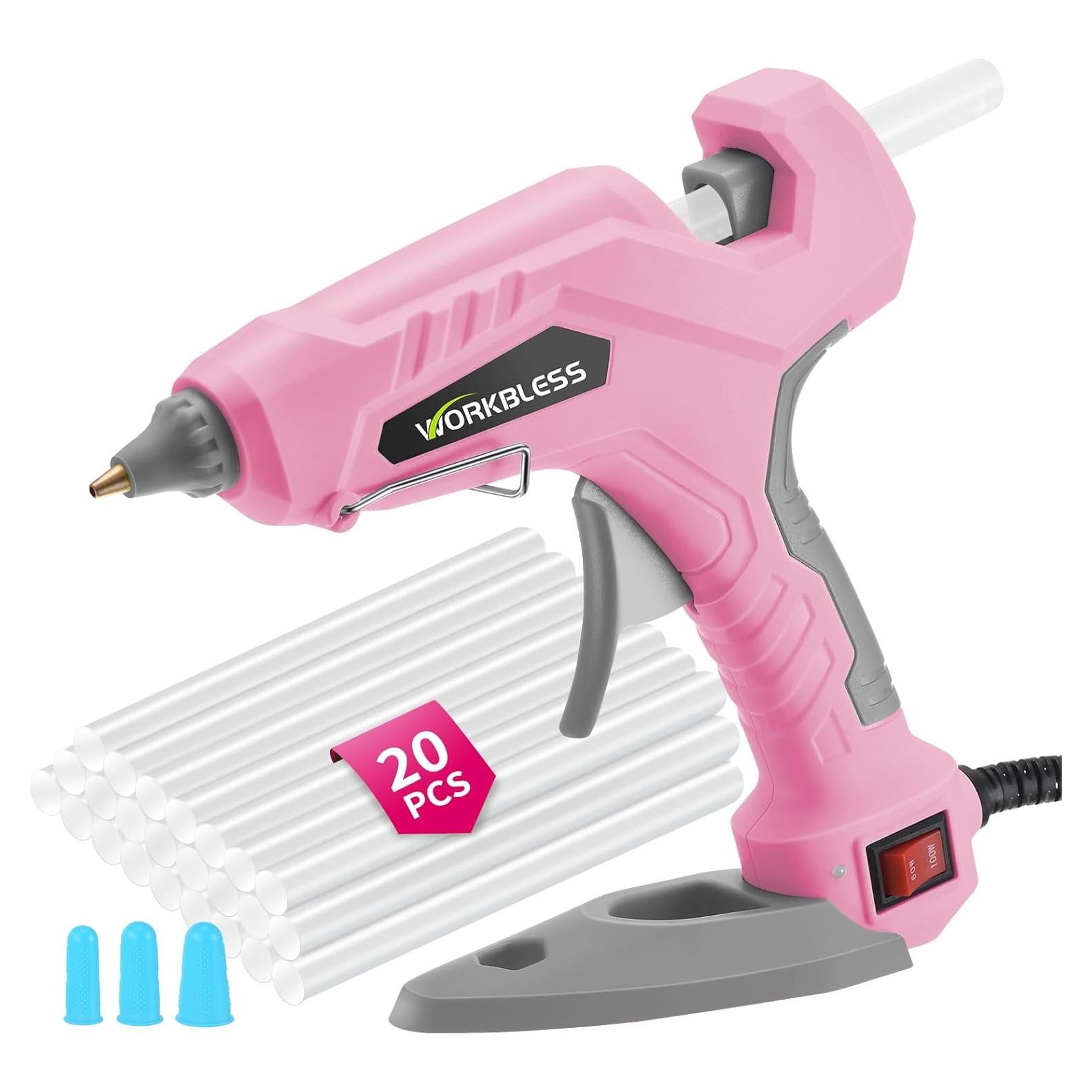 Pistola de Pegamento Caliente WorkBless Rosa 100W Doble Temperatura