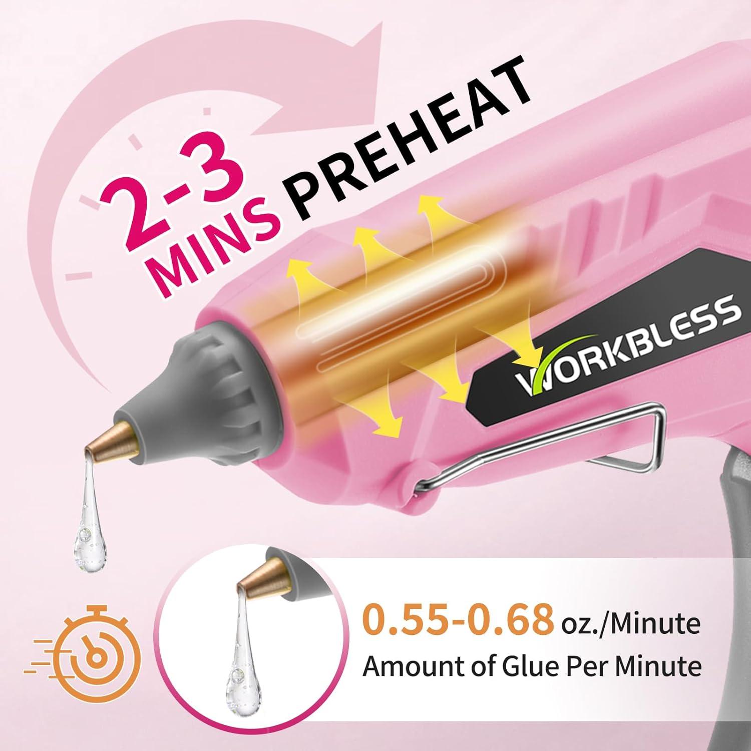 Pistola de Pegamento Caliente WorkBless Rosa 100W Doble Temperatura