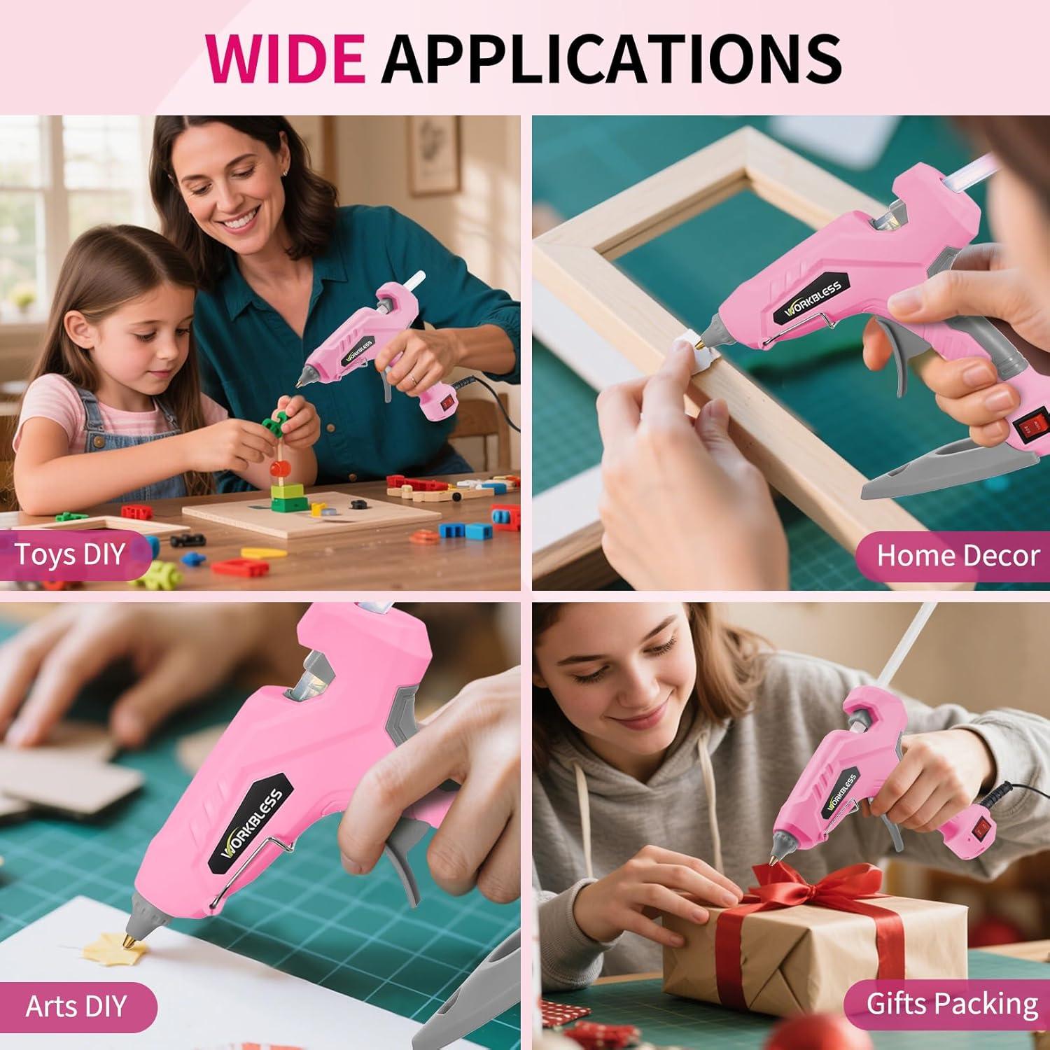 Pistola de Pegamento Caliente WorkBless Rosa 100W Doble Temperatura