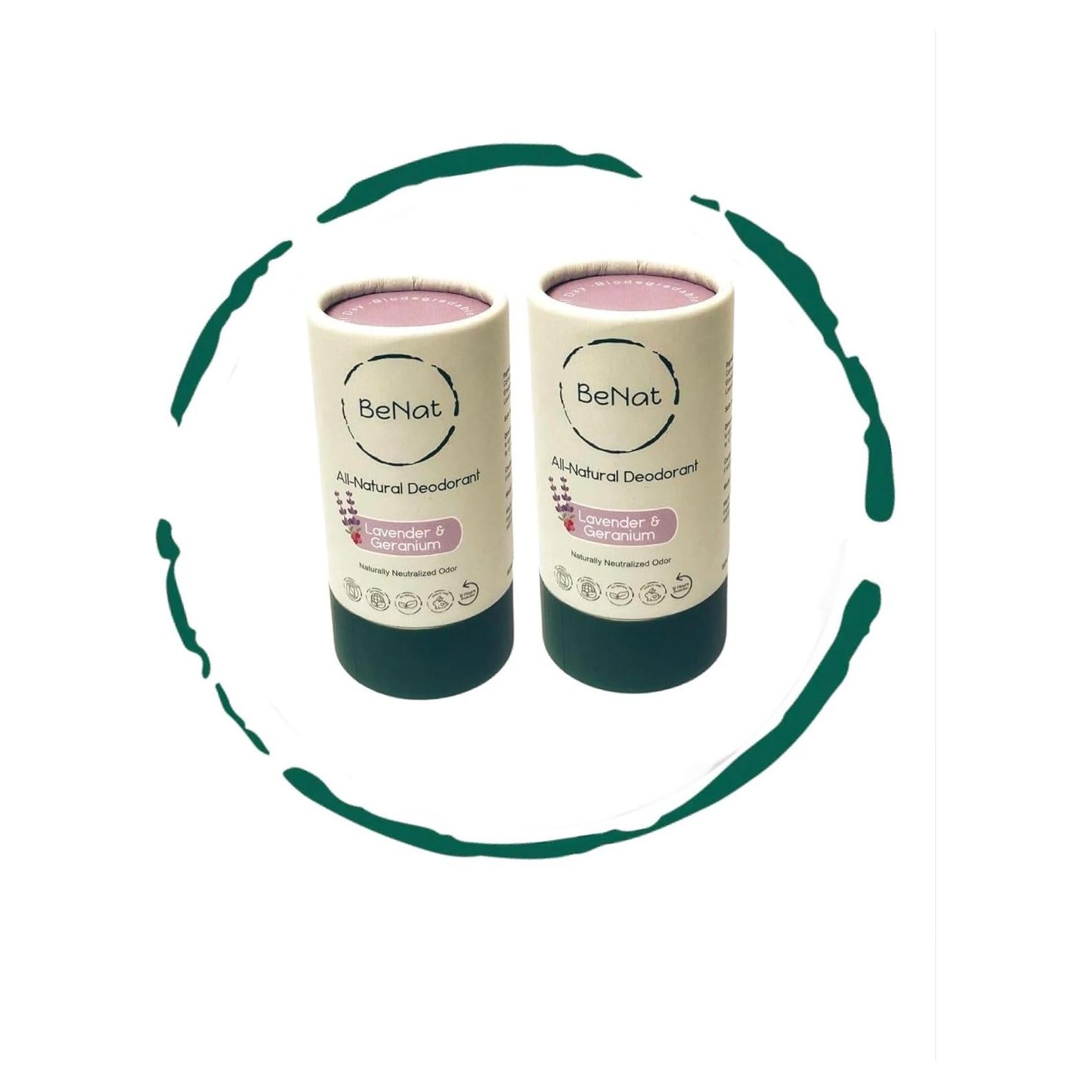 Desodorante Natural BeNat 2 Unidades Lavanda y Geranio 85g