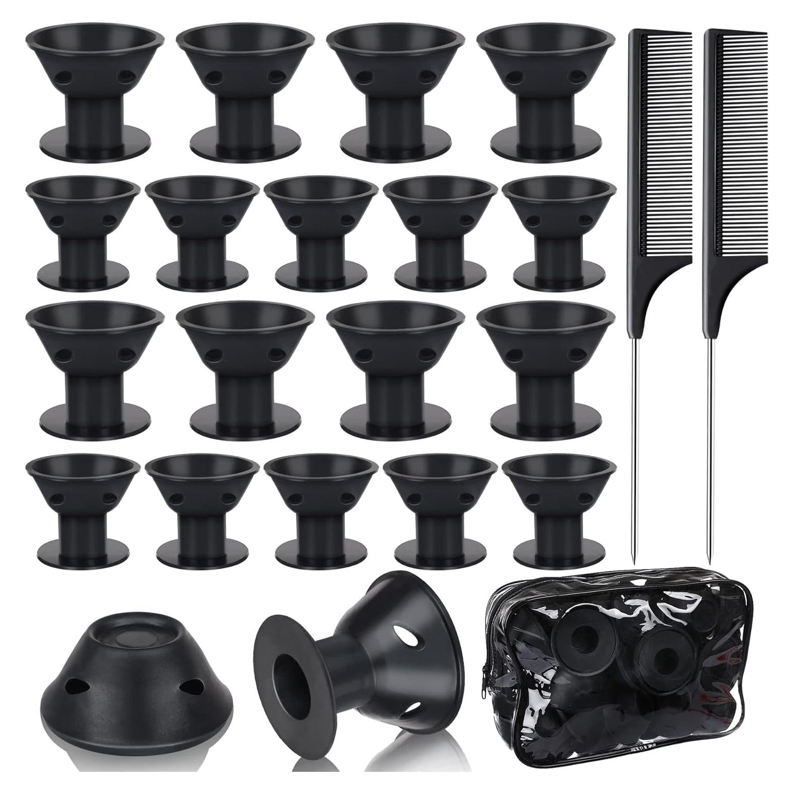 Juego de Rulos Sin Calor JULBEAR - 60 Rulos de Silicona Negros