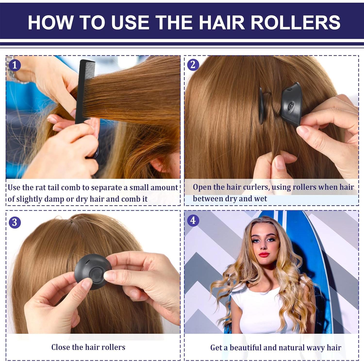 Juego de Rulos Sin Calor JULBEAR - 60 Rulos de Silicona Negros