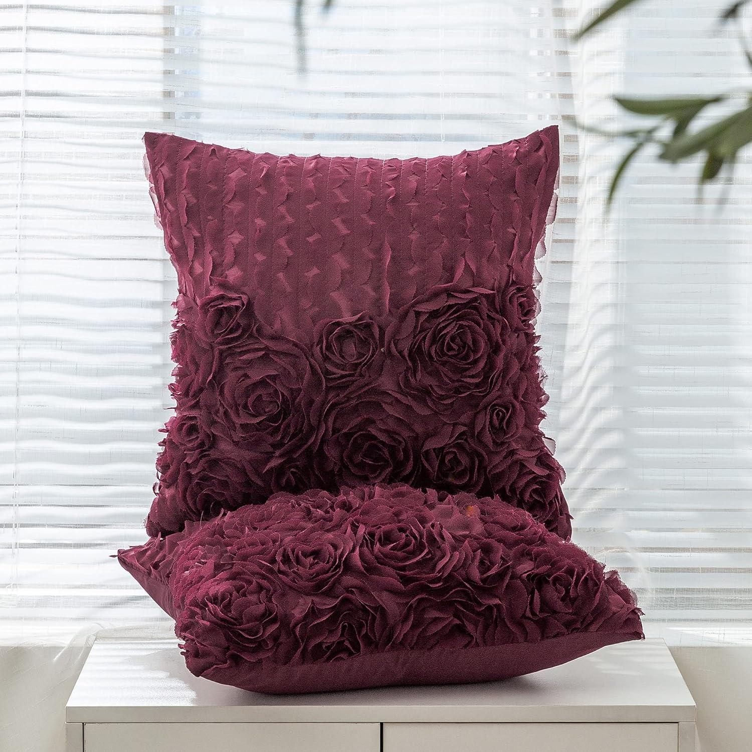 Fundas de Cojín Decorativas CaliTime Pack de 2 40x40 cm Rosa Burdeos