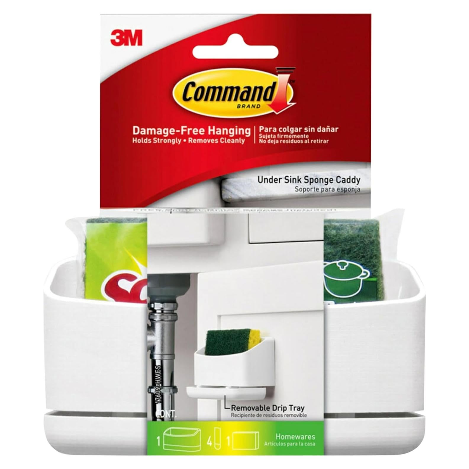 Caddy para Esponjas Command - 2 Paquetes con 8 Tiras