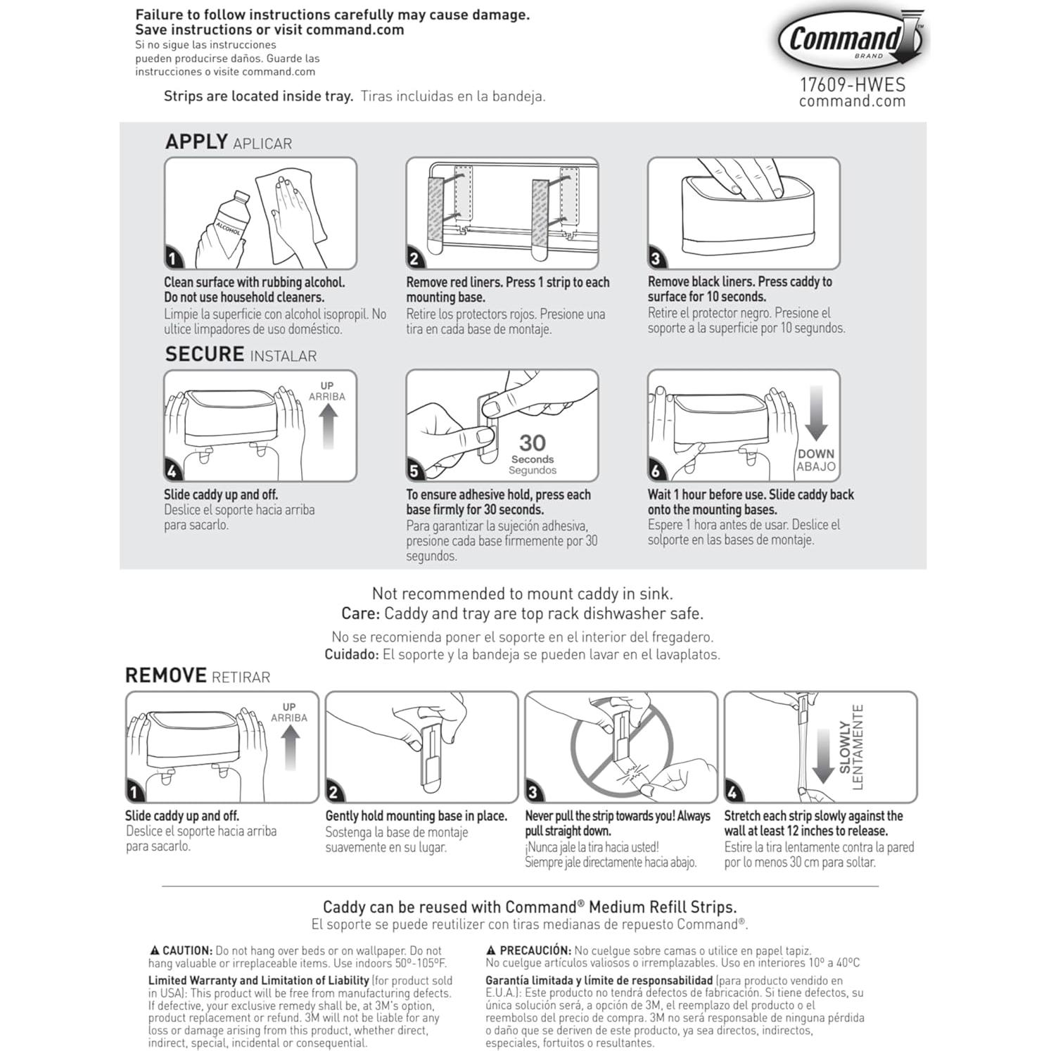 Caddy para Esponjas Command - 2 Paquetes con 8 Tiras