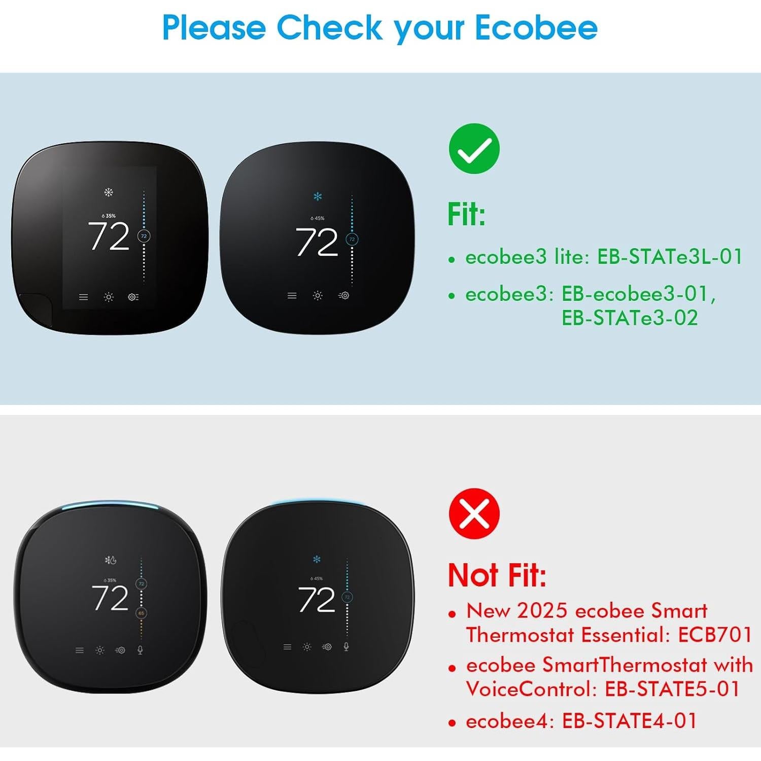 Placa de Pared CaseBot para Termostato Ecobee3 Lite y Ecobee3