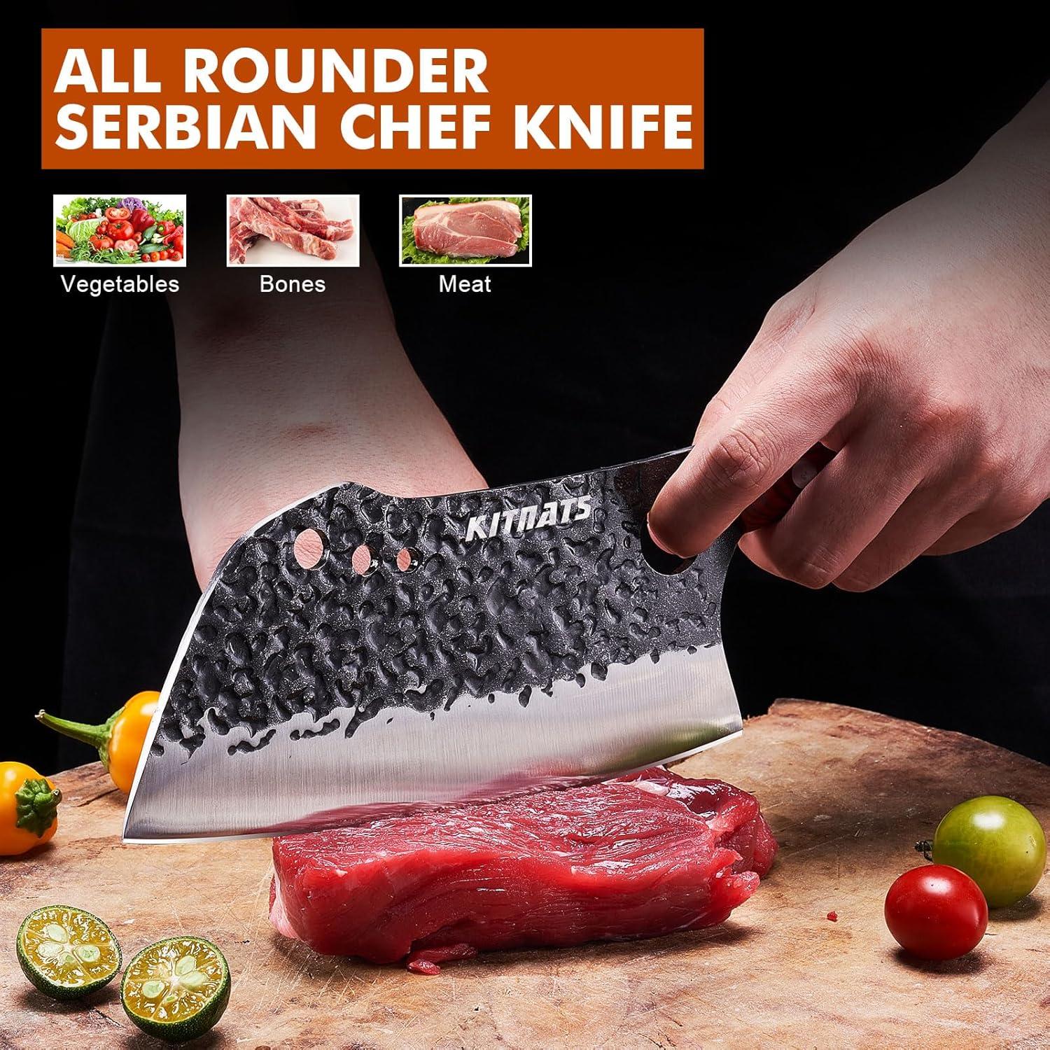 Juego de 3 cuchillos de carnicero KITNATS forjados a mano