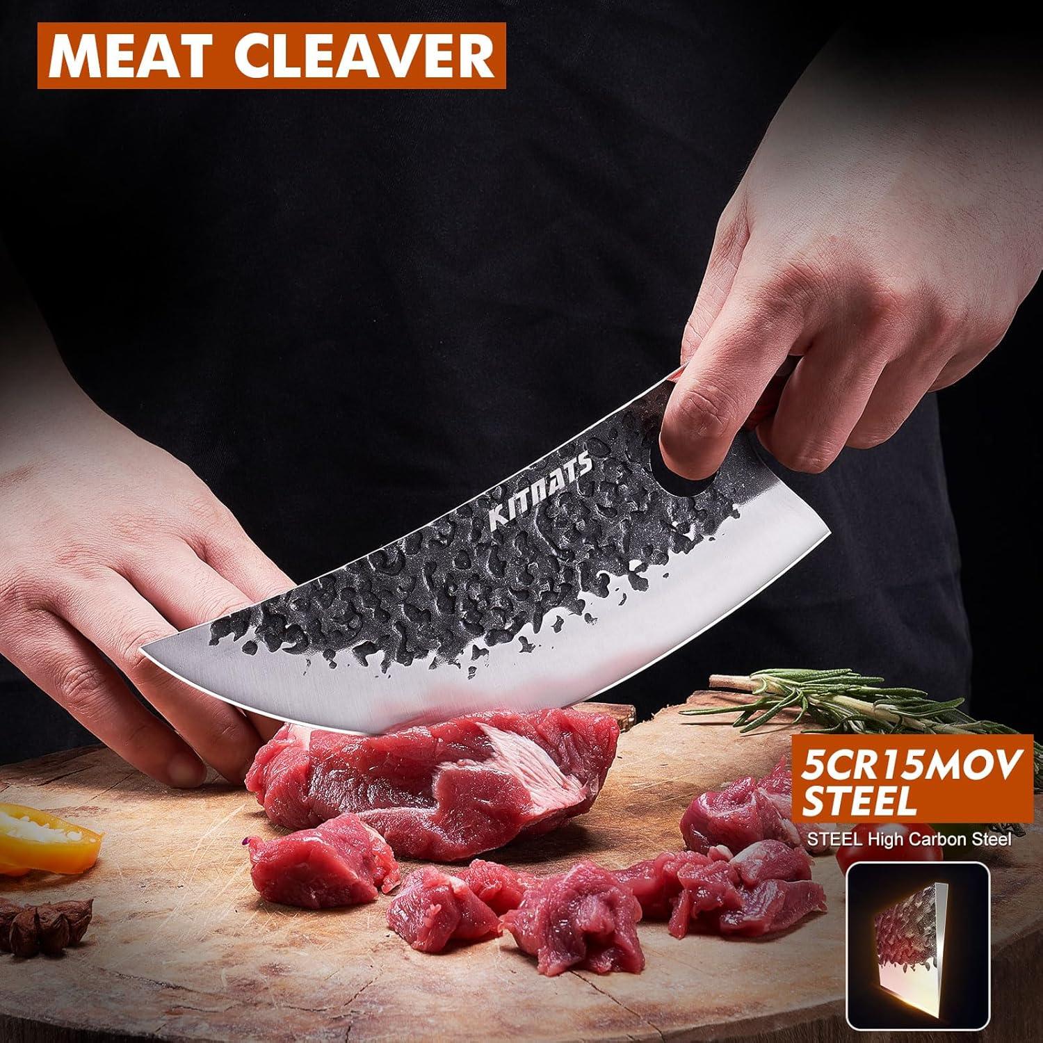 Juego de 3 cuchillos de carnicero KITNATS forjados a mano