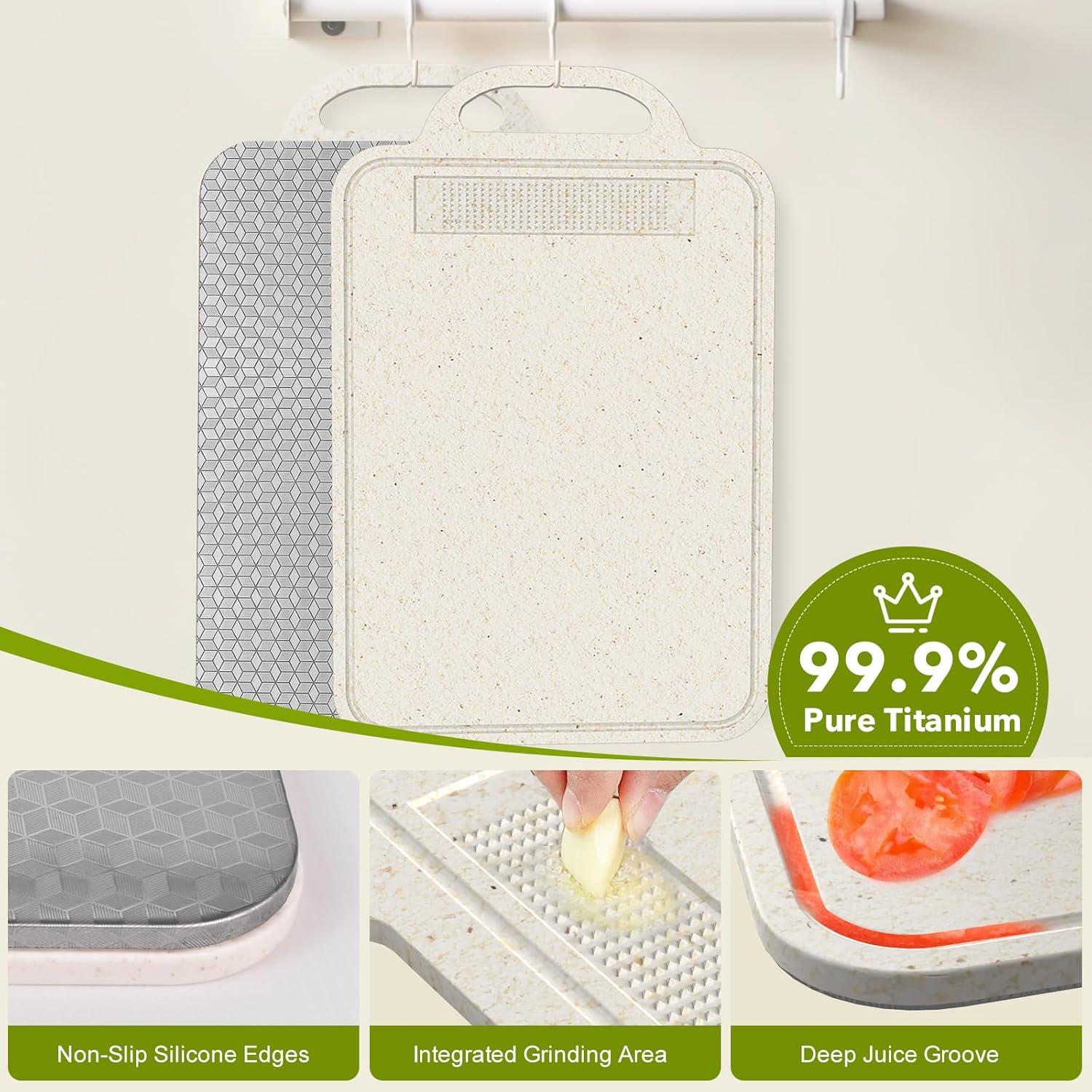 Tabla de Cortar Doble Cara Laokiiy Titanio 35.8x24.9 cm